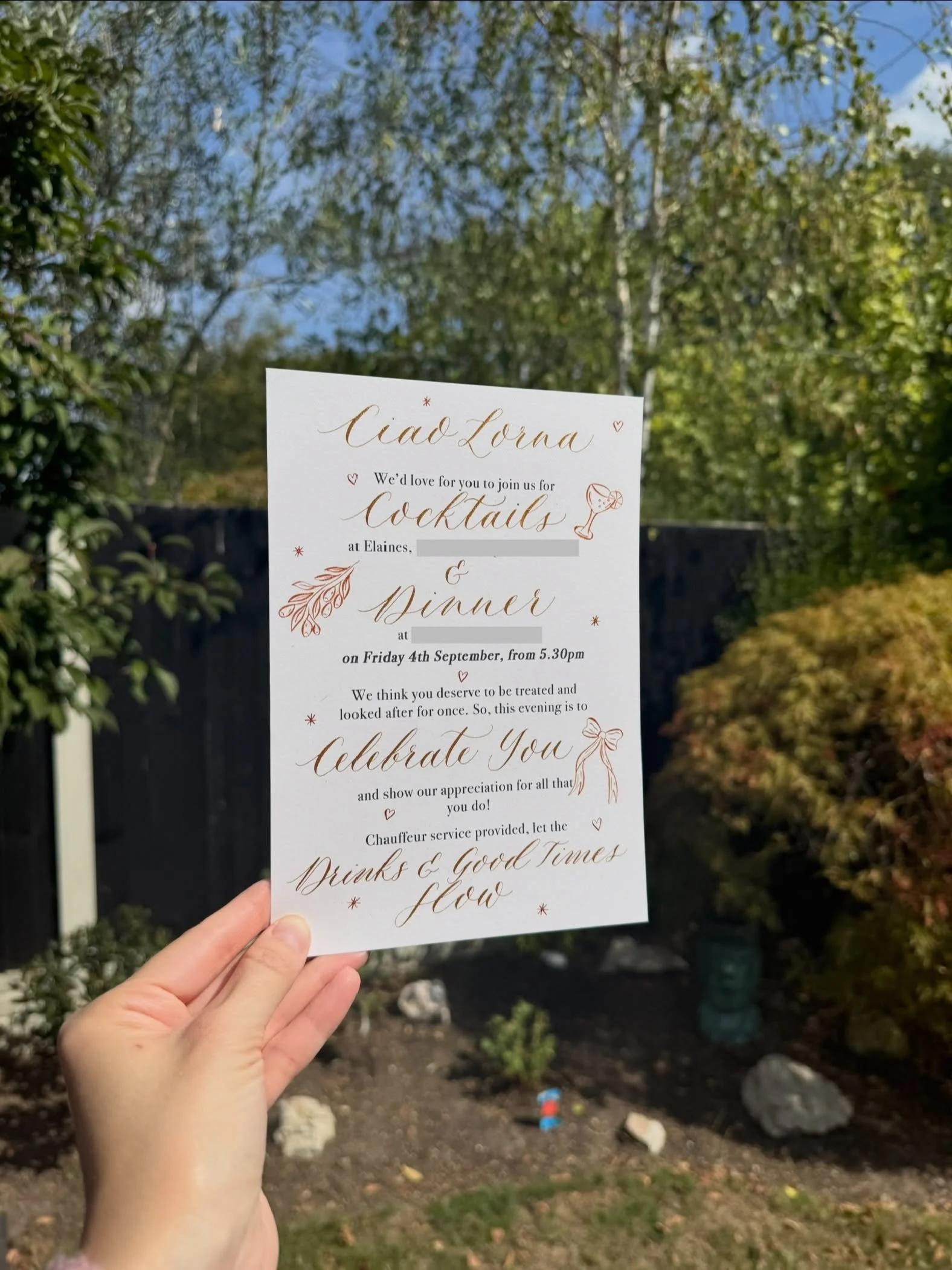 One of the things I love about calligraphy is the little flourishes and details I can add to my projects. 

These special touches are guaranteed to put a smile on the receivers face. Mission accomplished! 

A lovely little commission for some incredi
