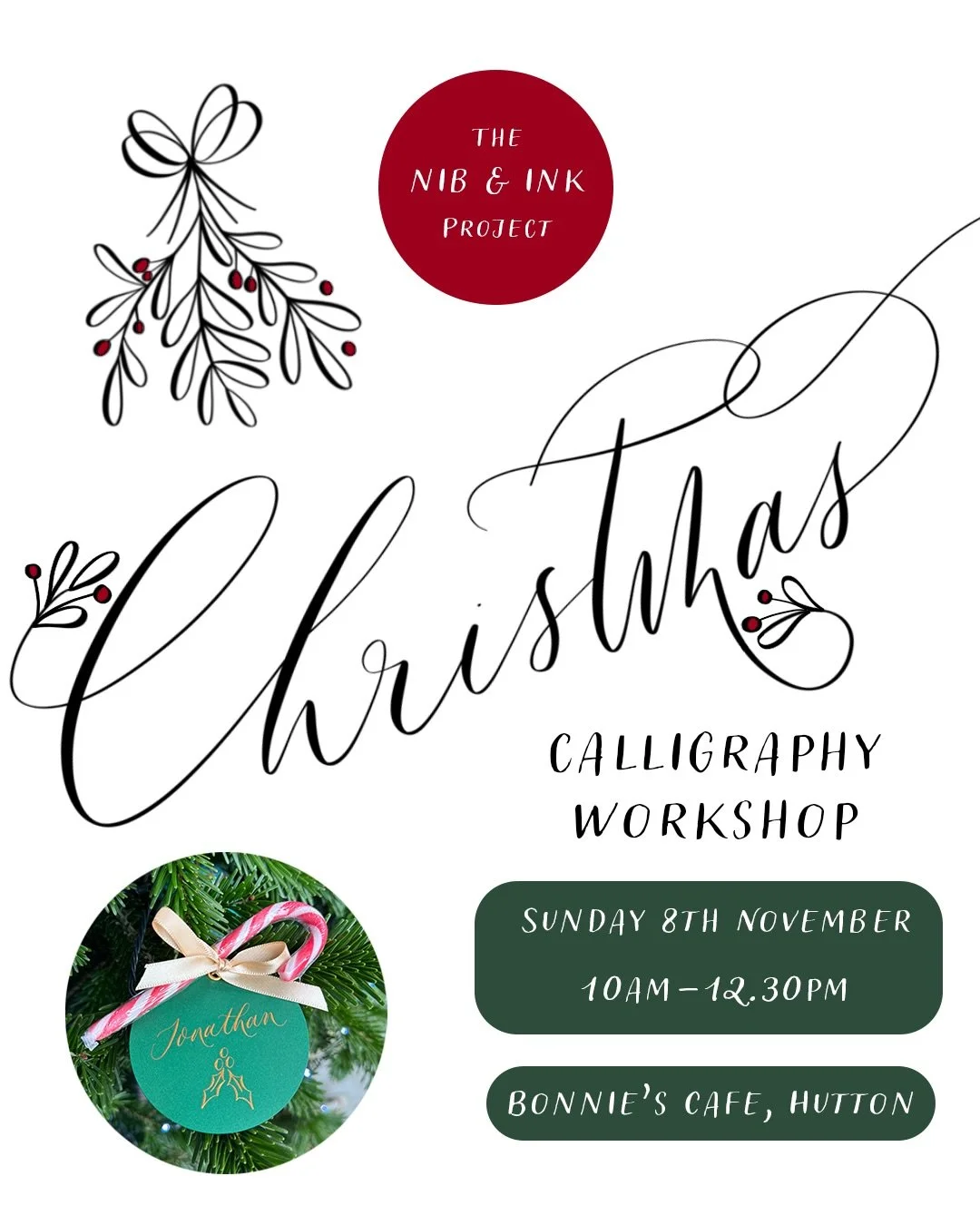 I&rsquo;m excited to announce my Christmas Calligraphy Workshop, hosted by the wonderful Bonnie&rsquo;s Cafe on Sunday 8th November, 10am-12.30pm. 

Join me for some festive fun learning the basics of modern calligraphy to create your very own handwr