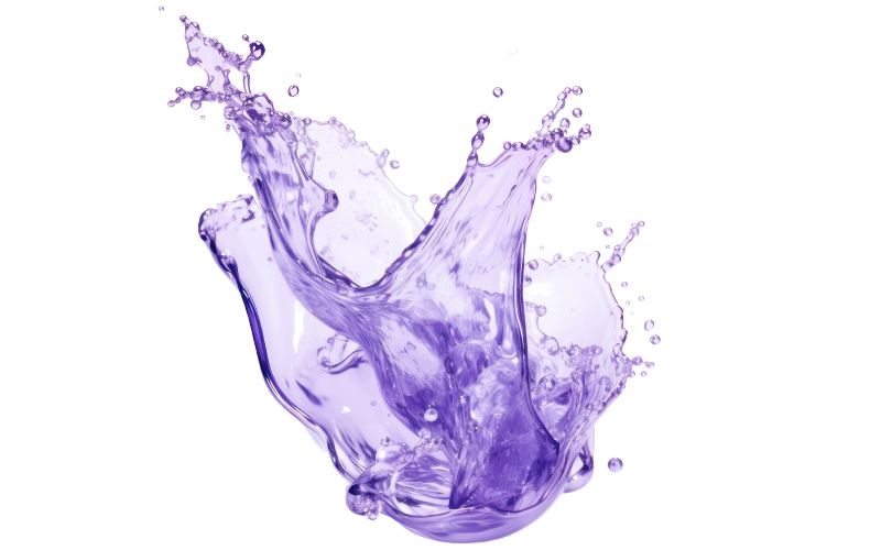 Abstract splash of purple liquid with water-like texture and motion effects.
