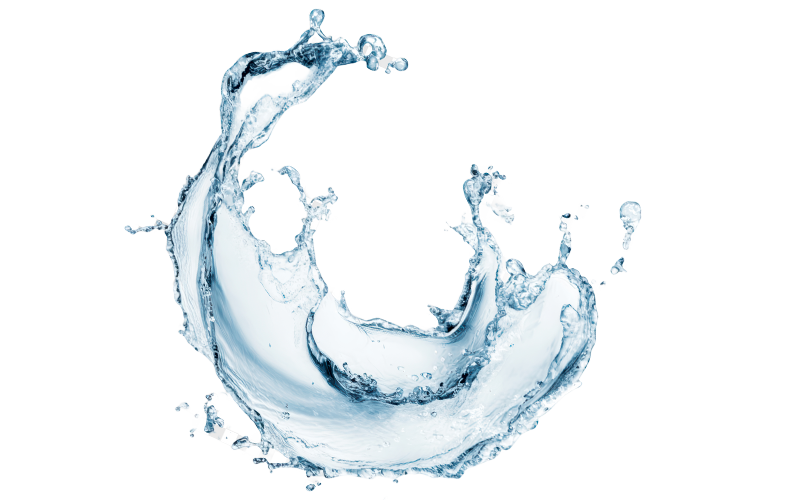 Splash of water forming a curved shape against a black background.