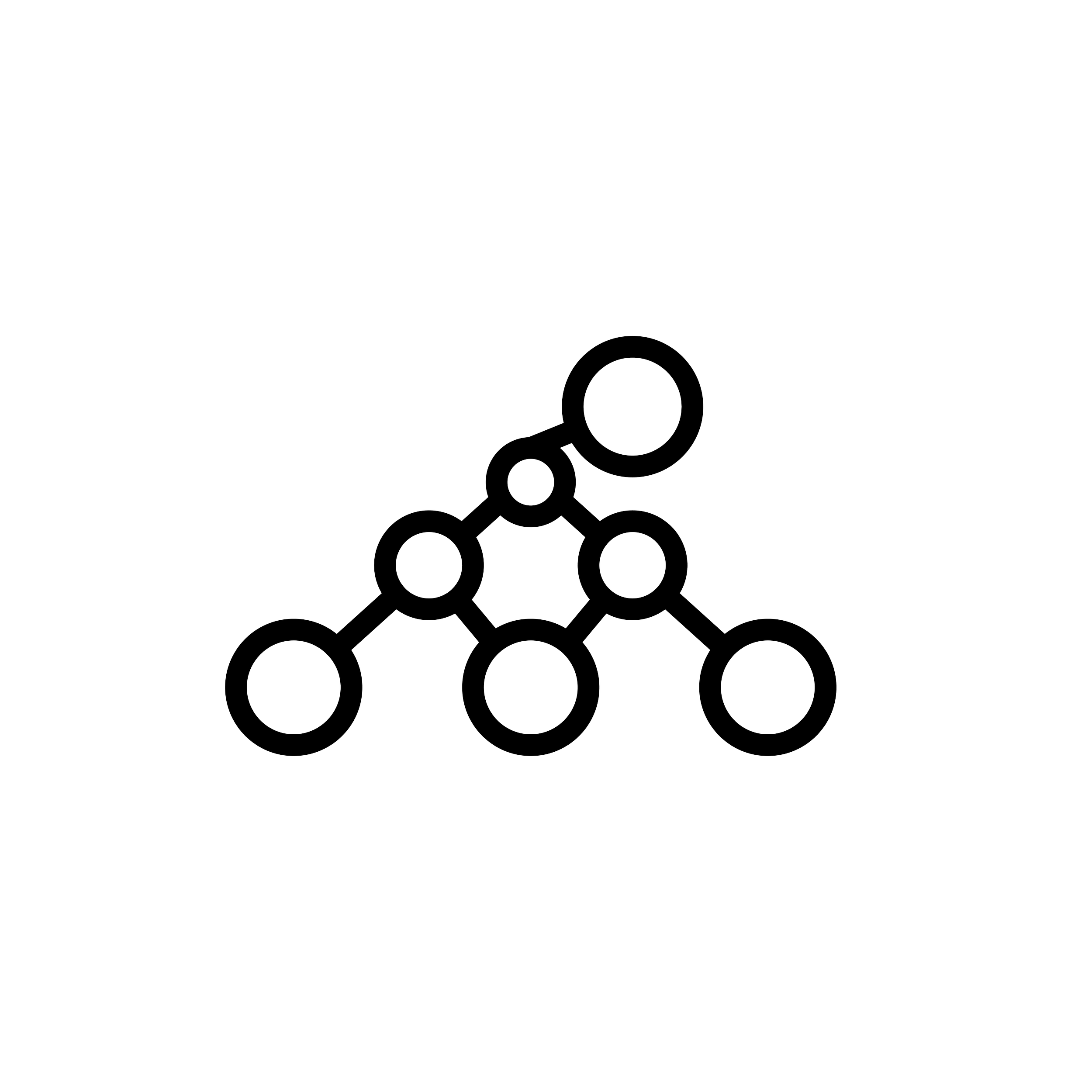 An outline drawing of a network of circles connected by lines.