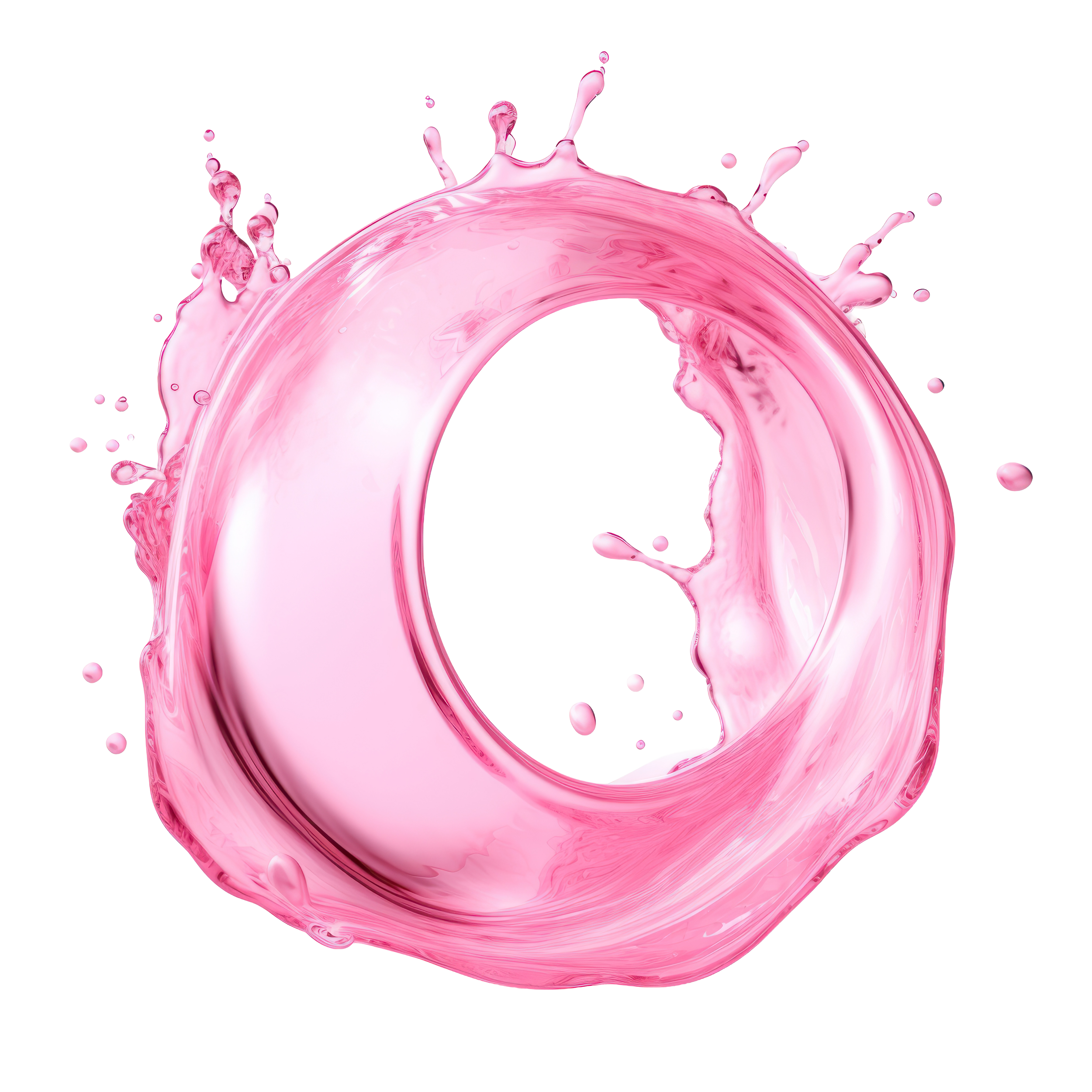 Pink liquid splash captured in mid-air with dynamic motion.