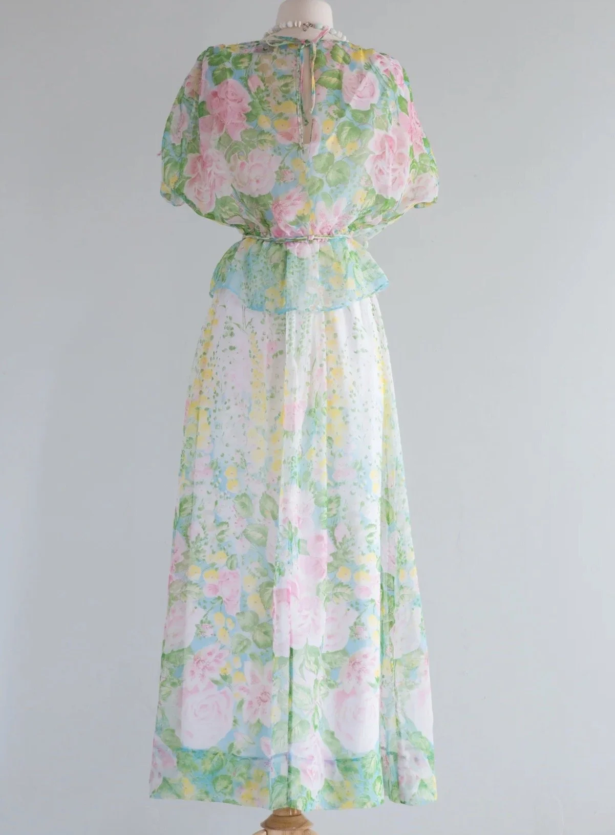 70s Floral Sheer Maxi Dress Set