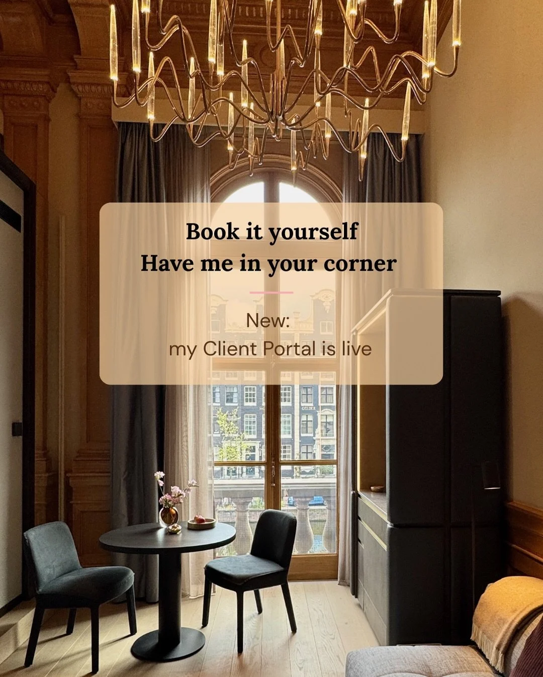 Book it yourself. Have me in your corner.

Sometimes you want my help finding exactly the right hotel. Sometimes you already know where you want to stay and just want an easy way to book it.
My new Client Portal gives you another way to browse and bo