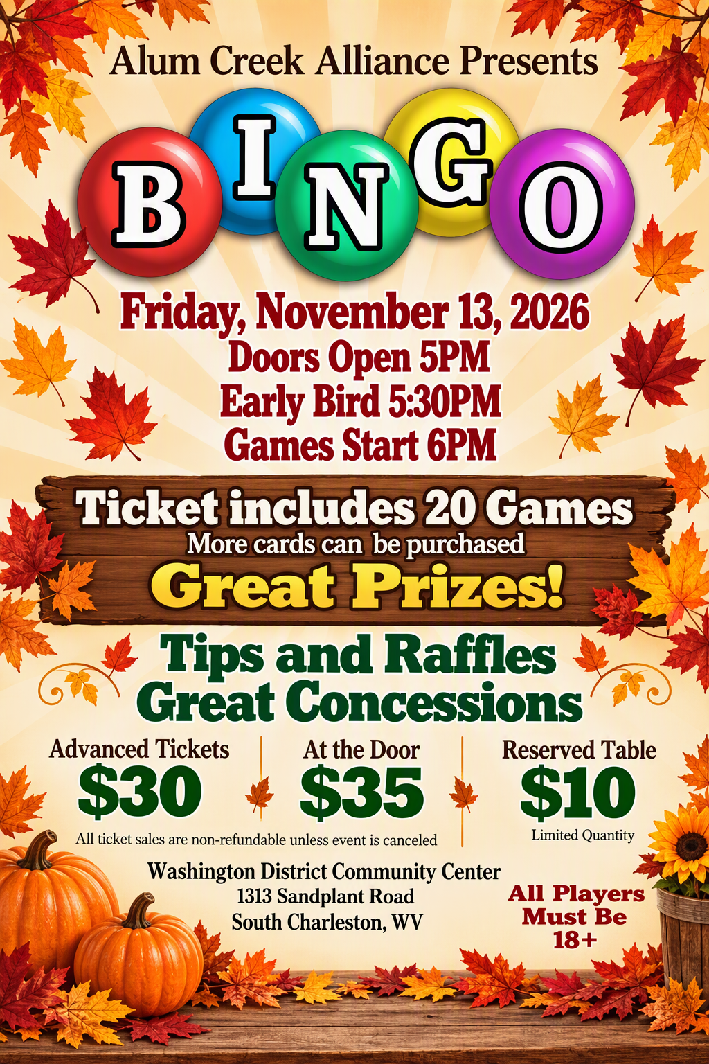 BINGO Friday November 13th