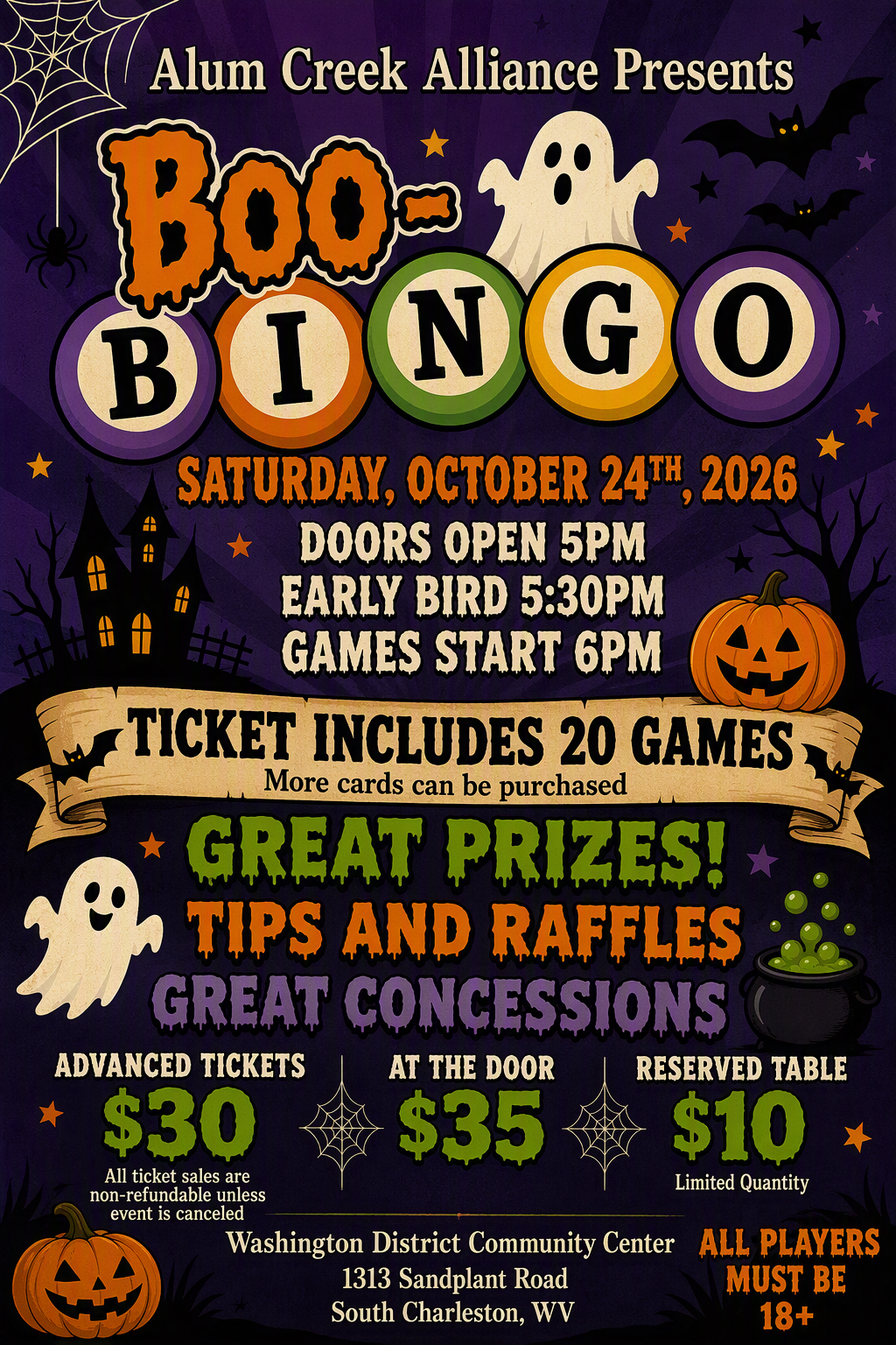 Boo BINGO Saturday October 24th