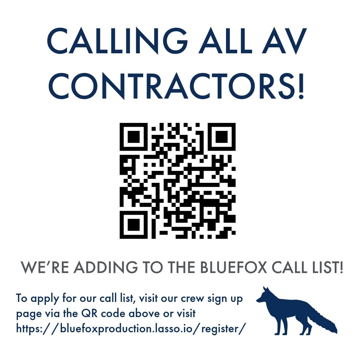 Calling all Audio Visual Contractors! 
 
We're expanding our AV contractor call list for events this year. If you're experienced in audio, video, lighting, scenic, camera, general AV, breakout technician, or anything in between, we would love to chat