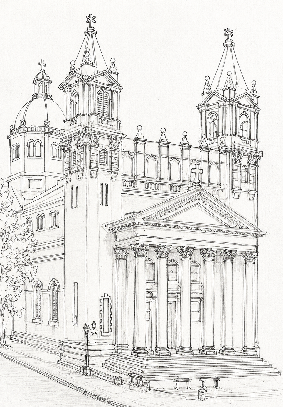 Architecture Study  | 8x10 in. Pencil and pen on paper. 2025