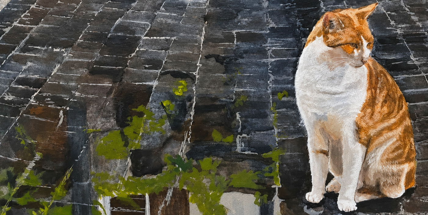 Gatto Romano | 20x30 cm. Egg tempera on panel. 2024