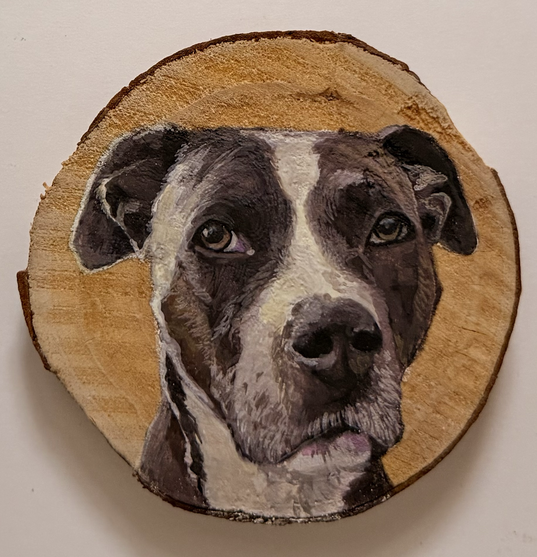 Una | 3 in. Gouache on wood. 2025