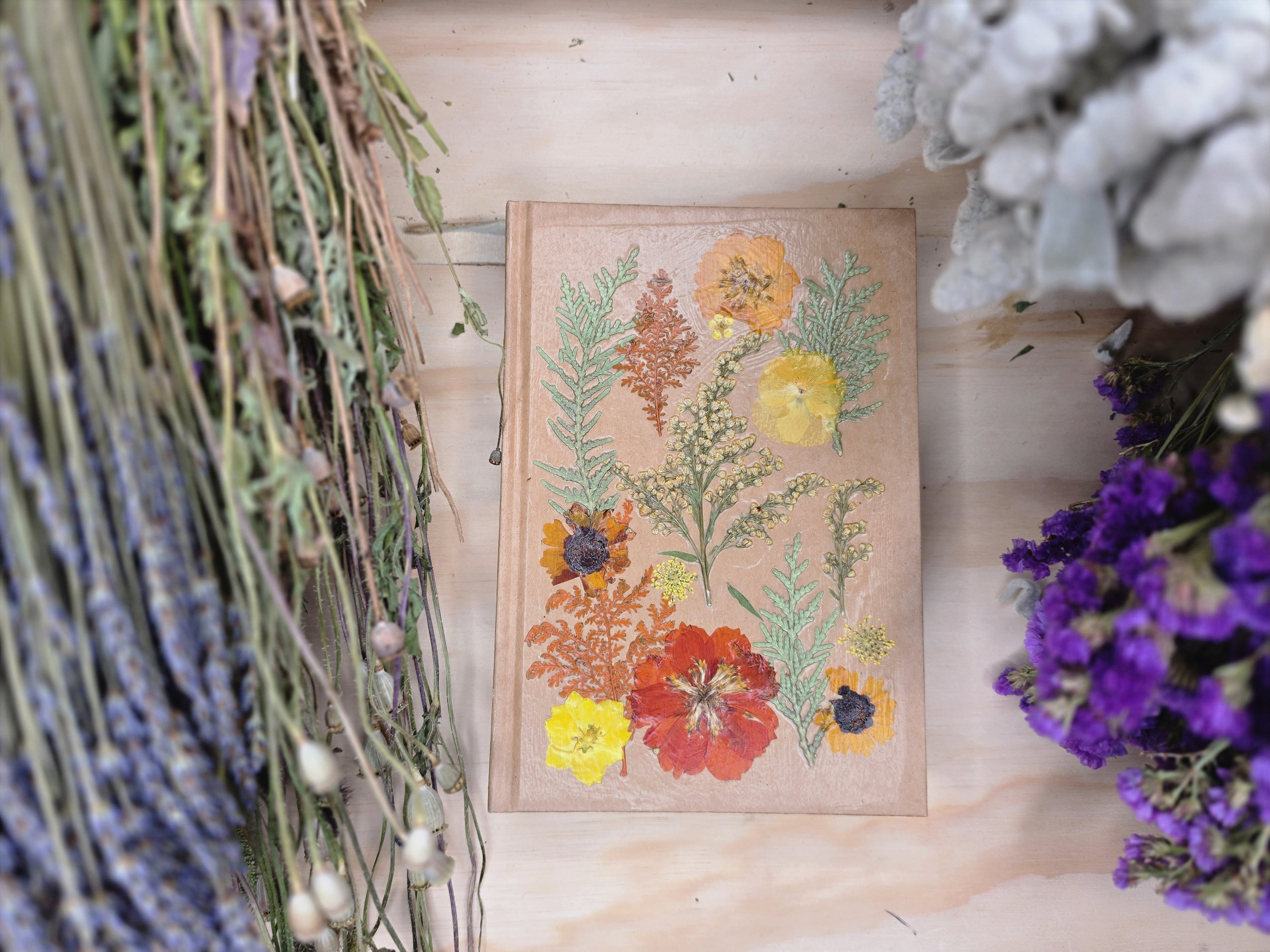 Pressed Flower Hardcover Sketchbook -- Randomly Chosen at a Discount