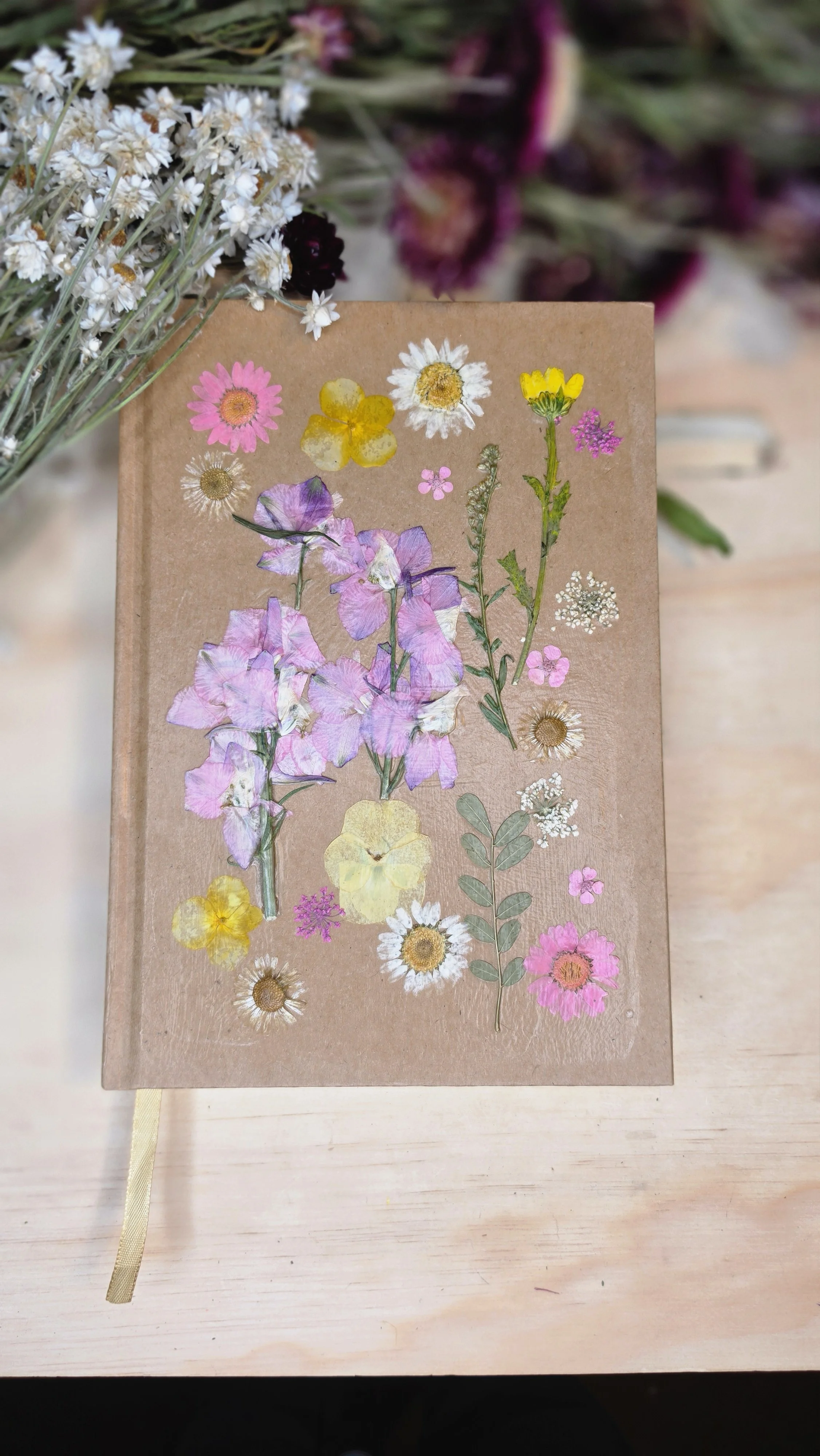 Pressed Flower Hardcover Sketchbook - Choose your Color