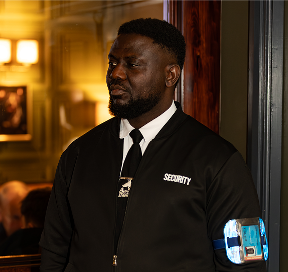 SIA licensed security guard on duty at commercial property in Birmingham