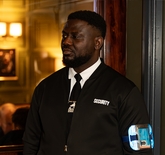 SIA licensed security guard on duty at commercial property in Edinburgh