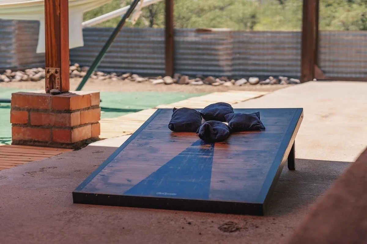 With 5 kids between us, we know how much fun simple games can be. We wanted to offer our guests a chance to embrace the basics and unplug from technology while enjoying the beauty of nature. Our property features bean bag toss, giant Jenga, board gam