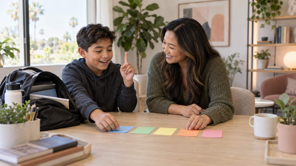 A parent and clinician plan next steps together