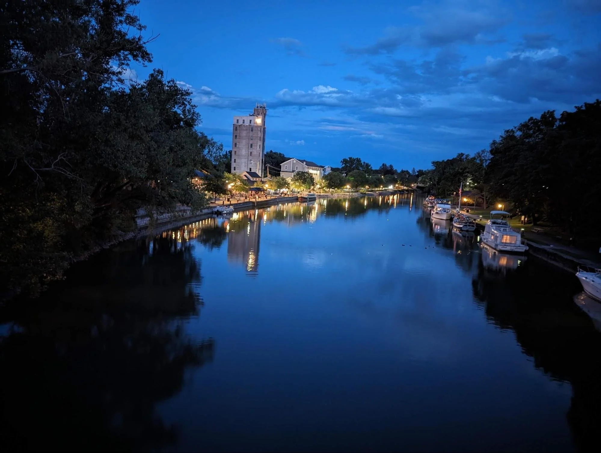 Pittsford, NY just after sunset from the bridge