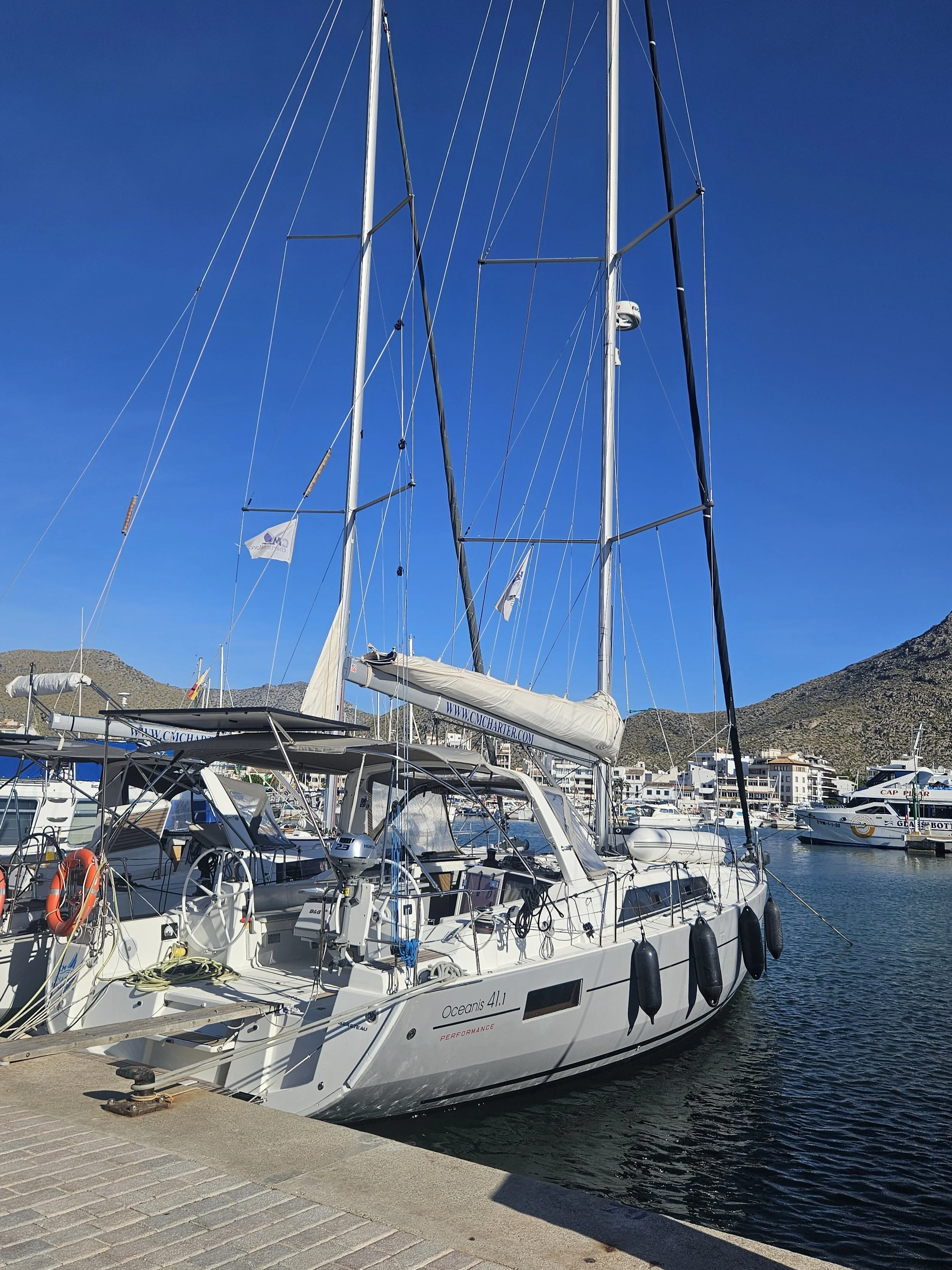 Med-moored and safe from the swells.