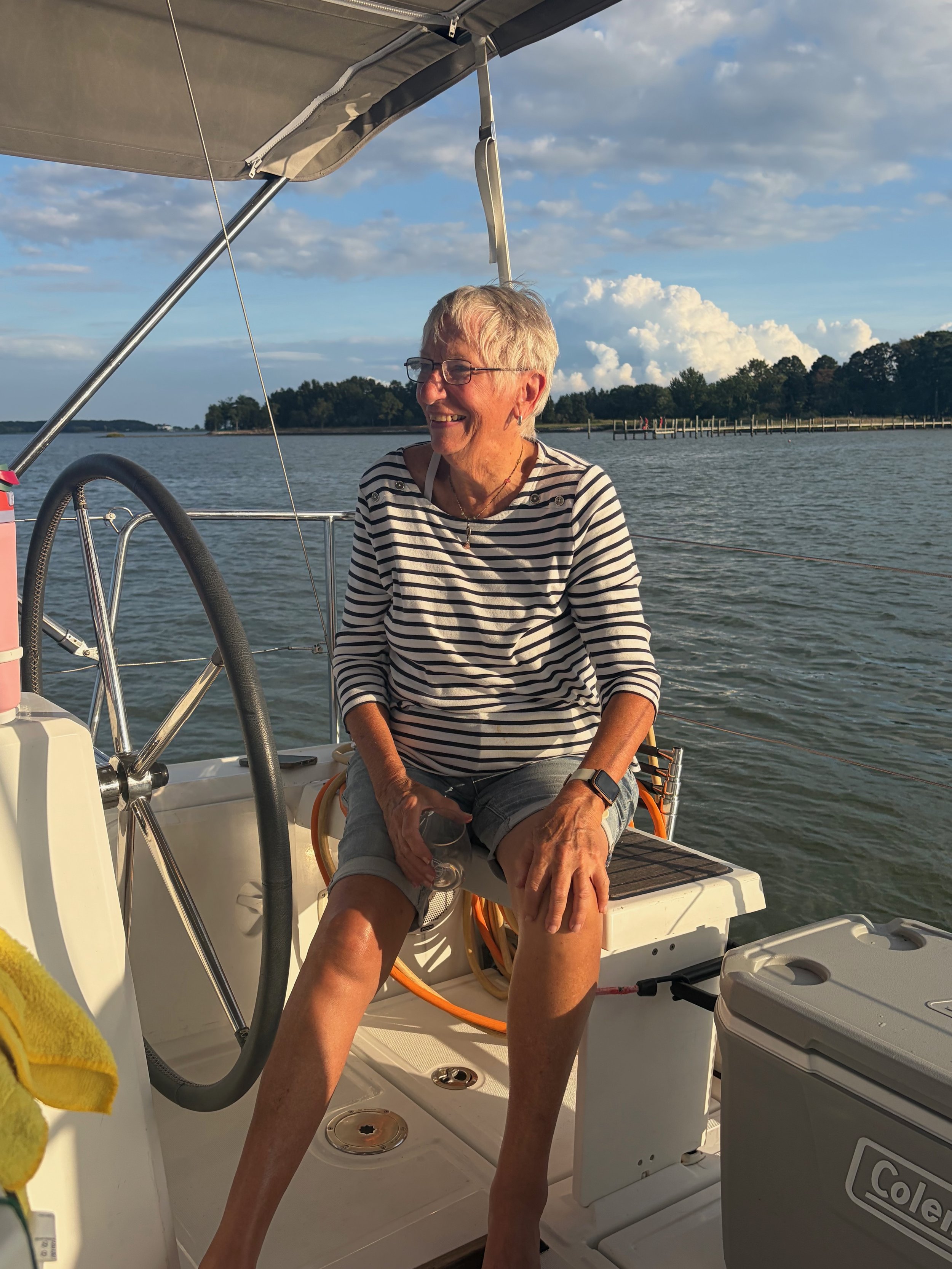 Mary Ann takes a post-rafting break in Dunn Cove