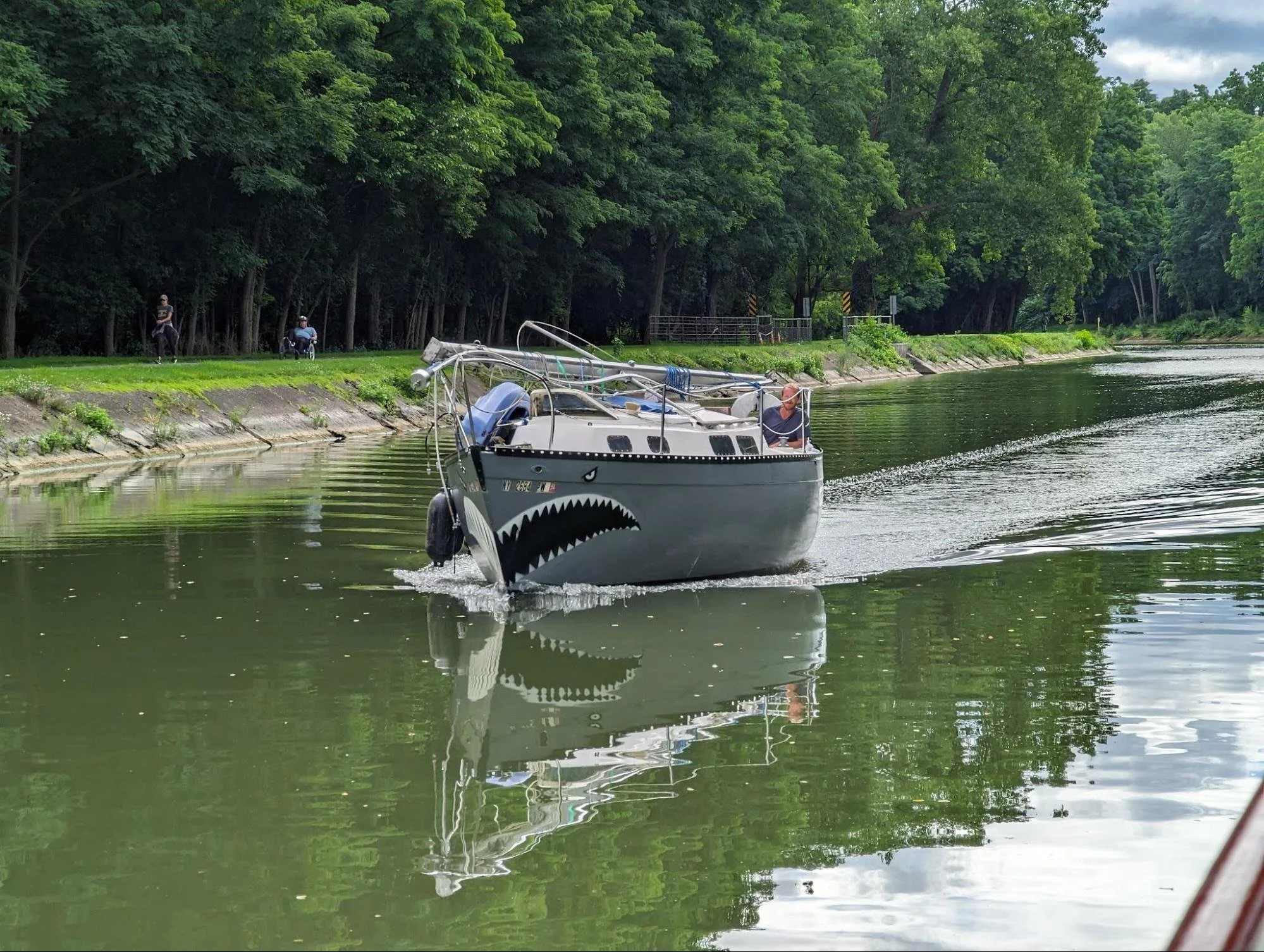 Hard to miss this long-distance sailboat!
