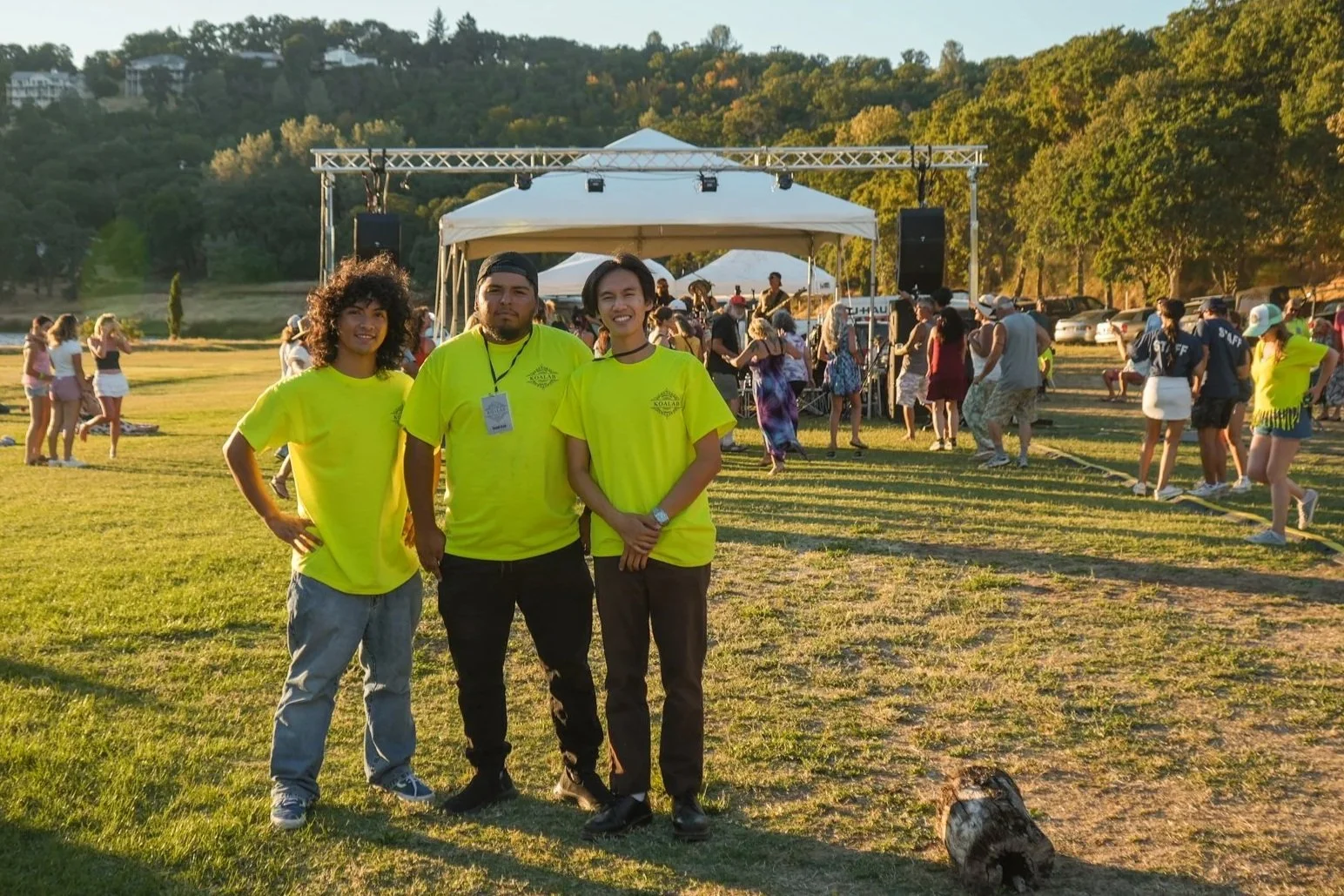 Hierarchy of Sound crew supporting an outdoor festival with stage and live sound production