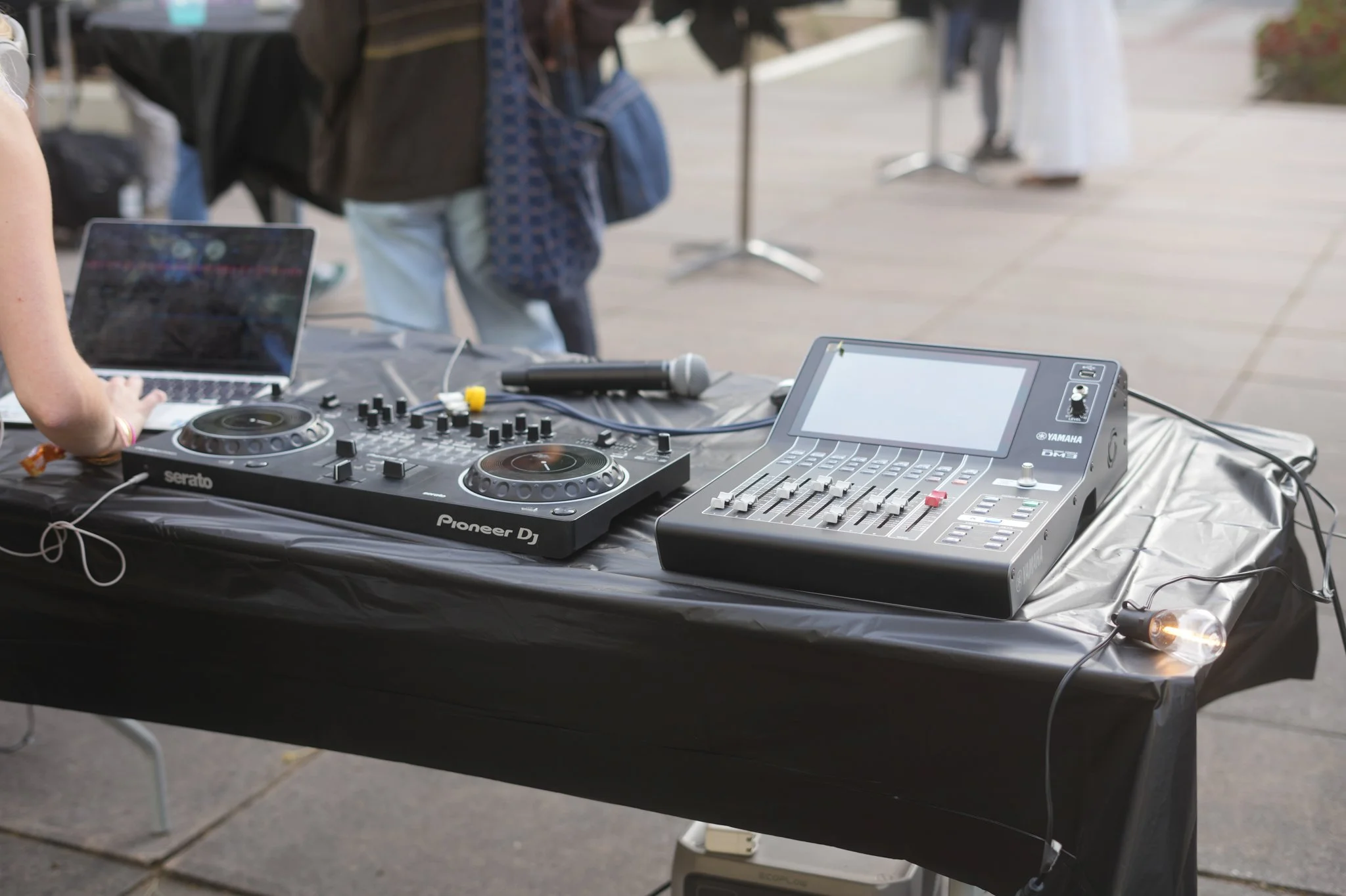 Professional DJ controller and digital audio mixer setup for live sound rental and corporate event audio production in Sacramento.