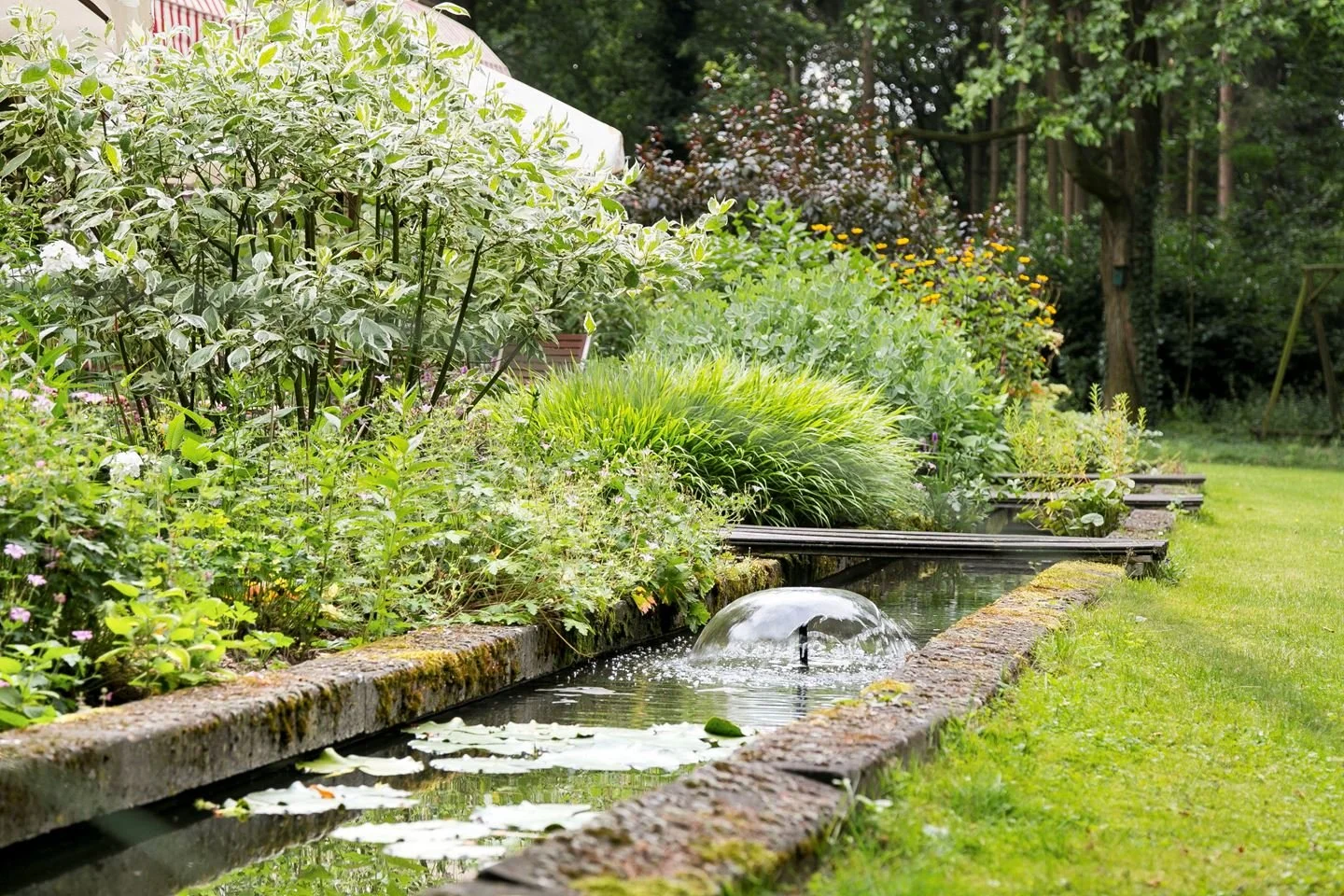 Tuin van de familieopstellingen dag locatie in Schalkhaar met groene, rustige buitenruimte voor reflectie en stilte