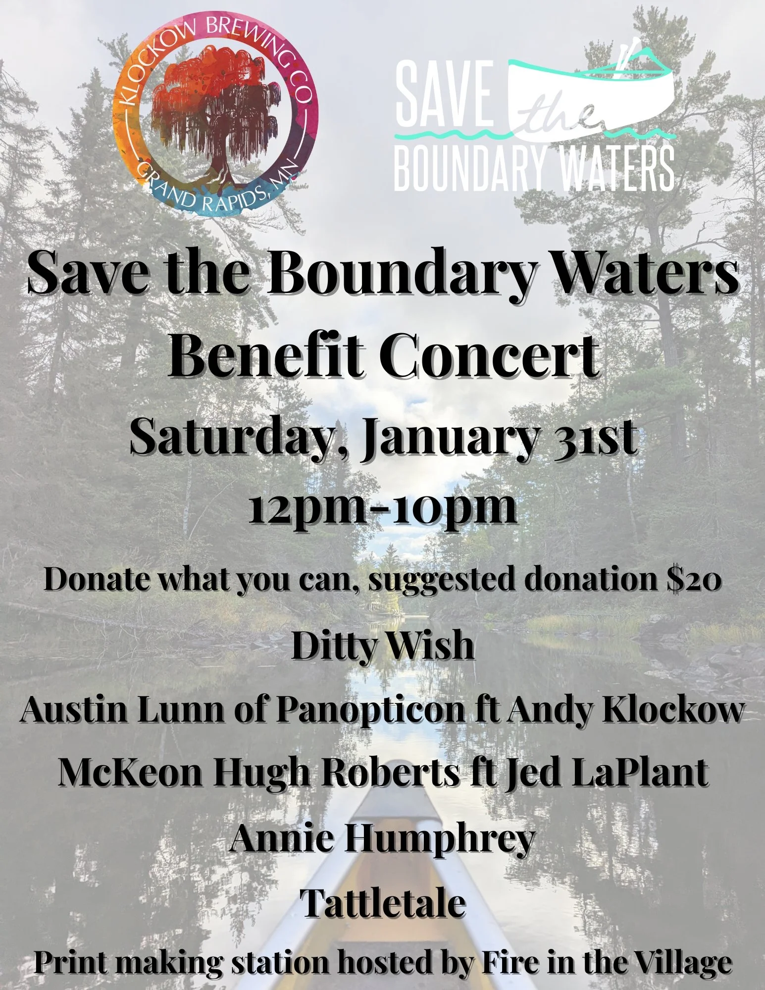 Save the Boundary Waters Benefit Concert at KBC (Grand Rapids)