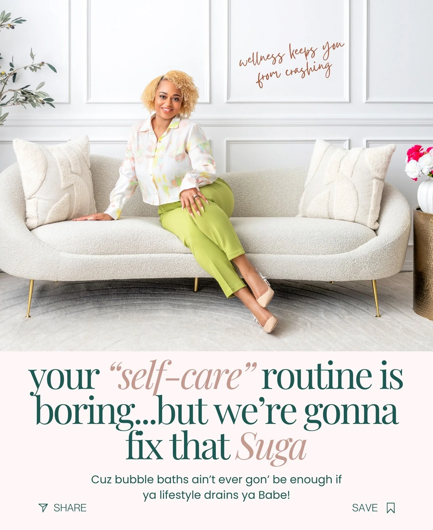 Here&rsquo;s why I don&rsquo;t believe in self-care&hellip;

Follow 👉🏽 @hustlerehab for practical daily wellness Boo

Self-care is defense. Wellness is offense.

Self-care helps you recover AFTER the damage is done. But wellness? That&rsquo;s what 