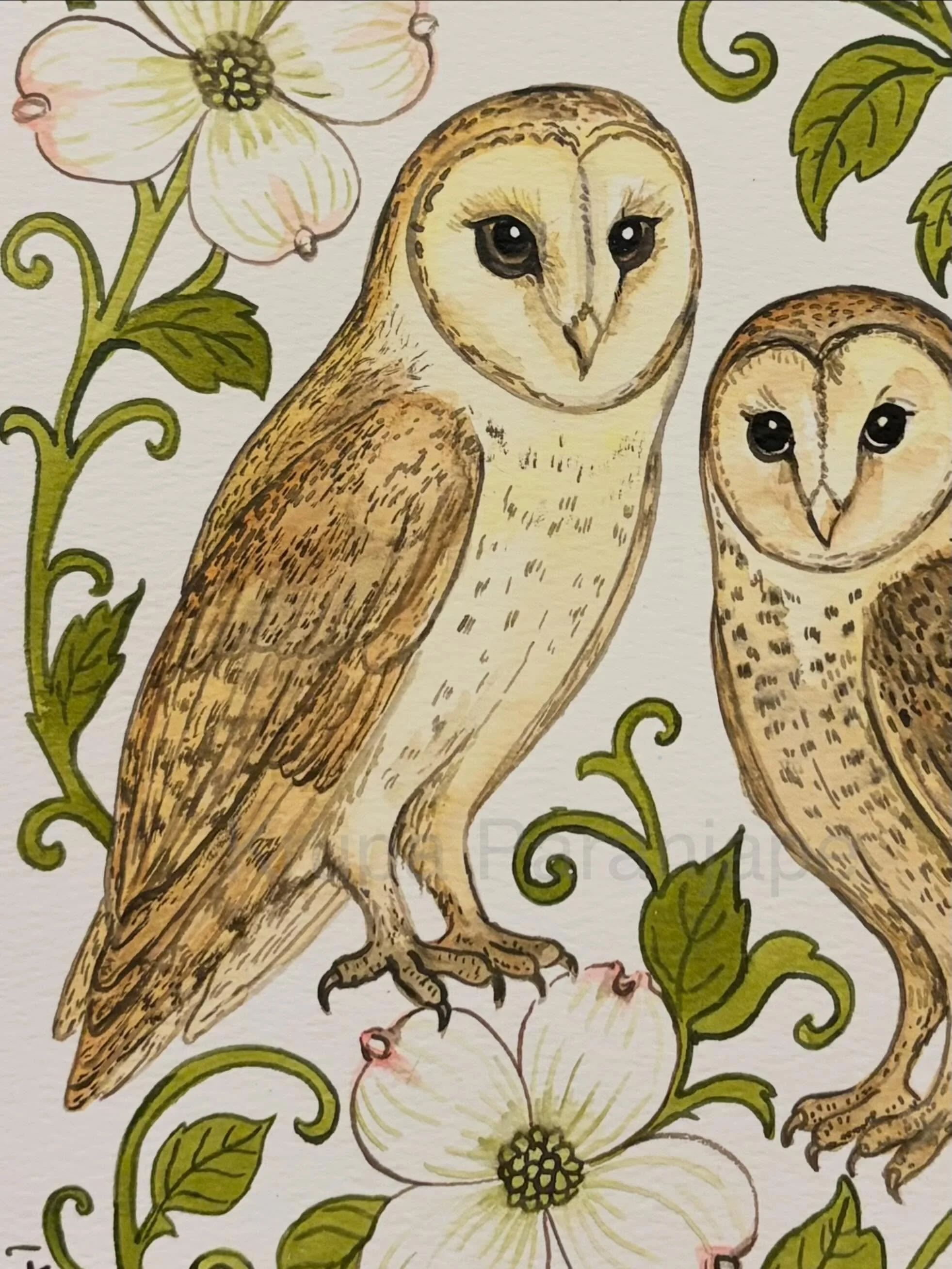 Yesterday was a magical day when I spotted owls right in my neighborhood! 
I had to rush back to paint them! Nature never ceases to amaze me.

#simplepleasures #owlpainting #watercolor #availableforlicensing #surfacepatterndesigner