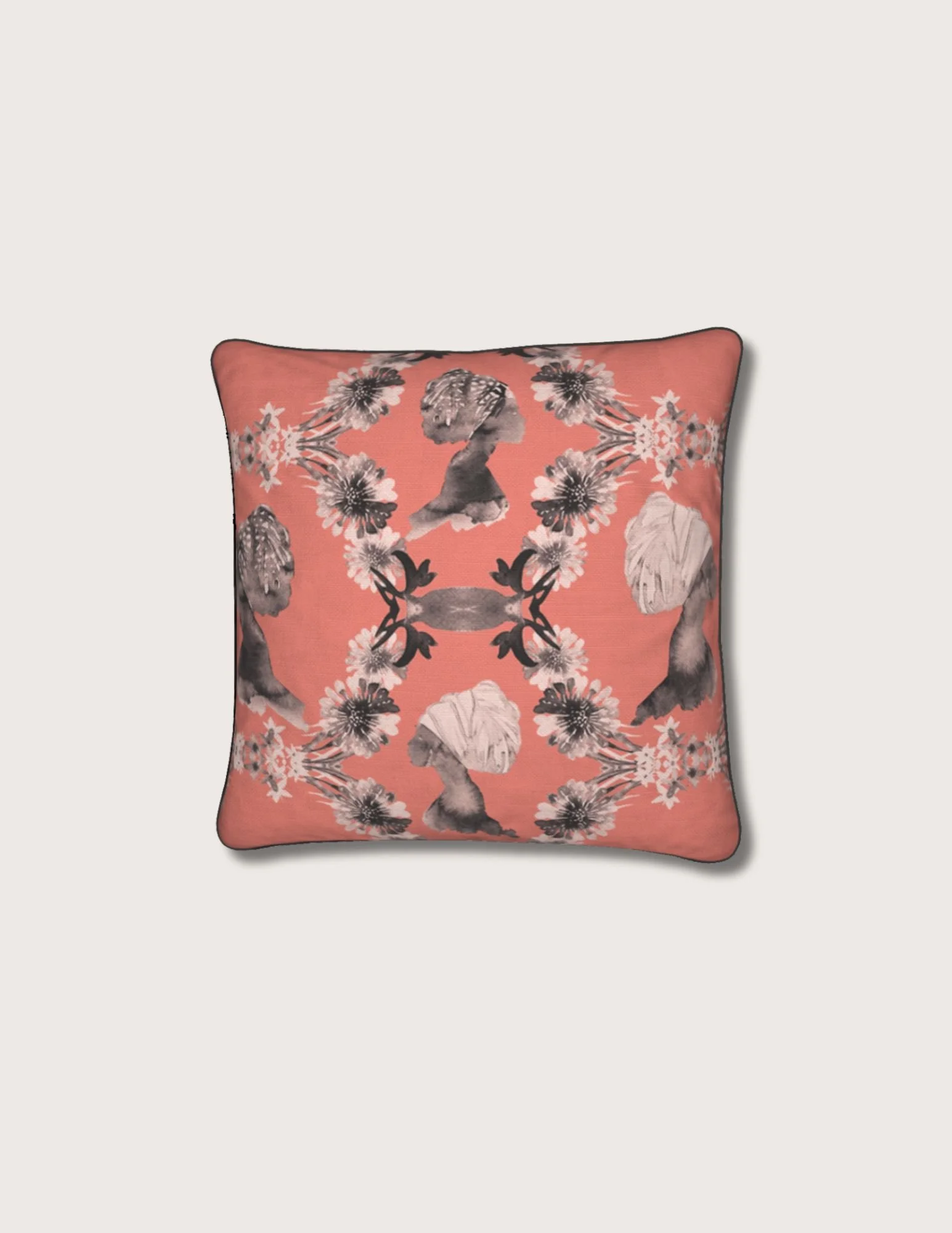Sisters Persimmon Cotton-Linen Pillow