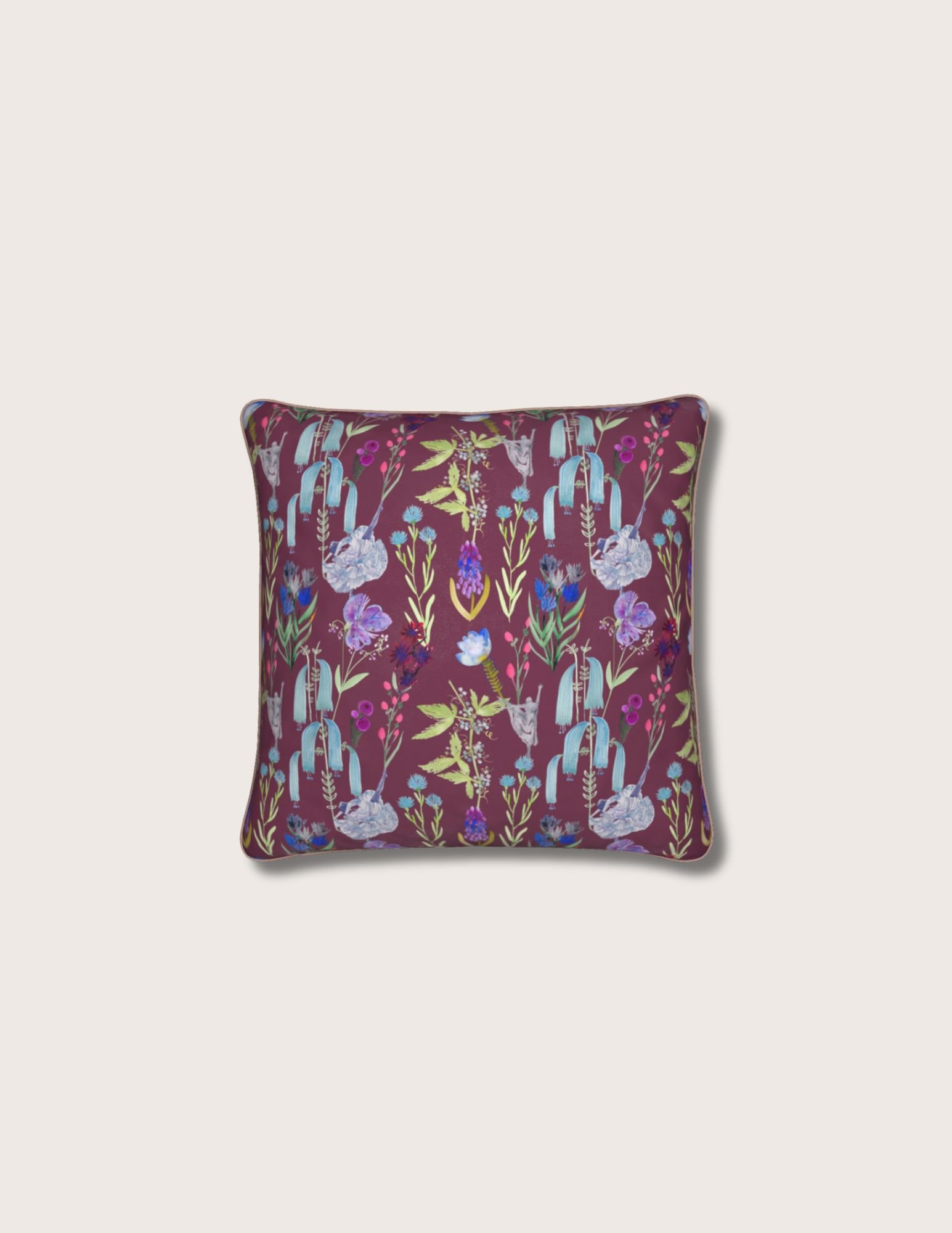 Dunham Wine Watercolor Velvet  Pillow