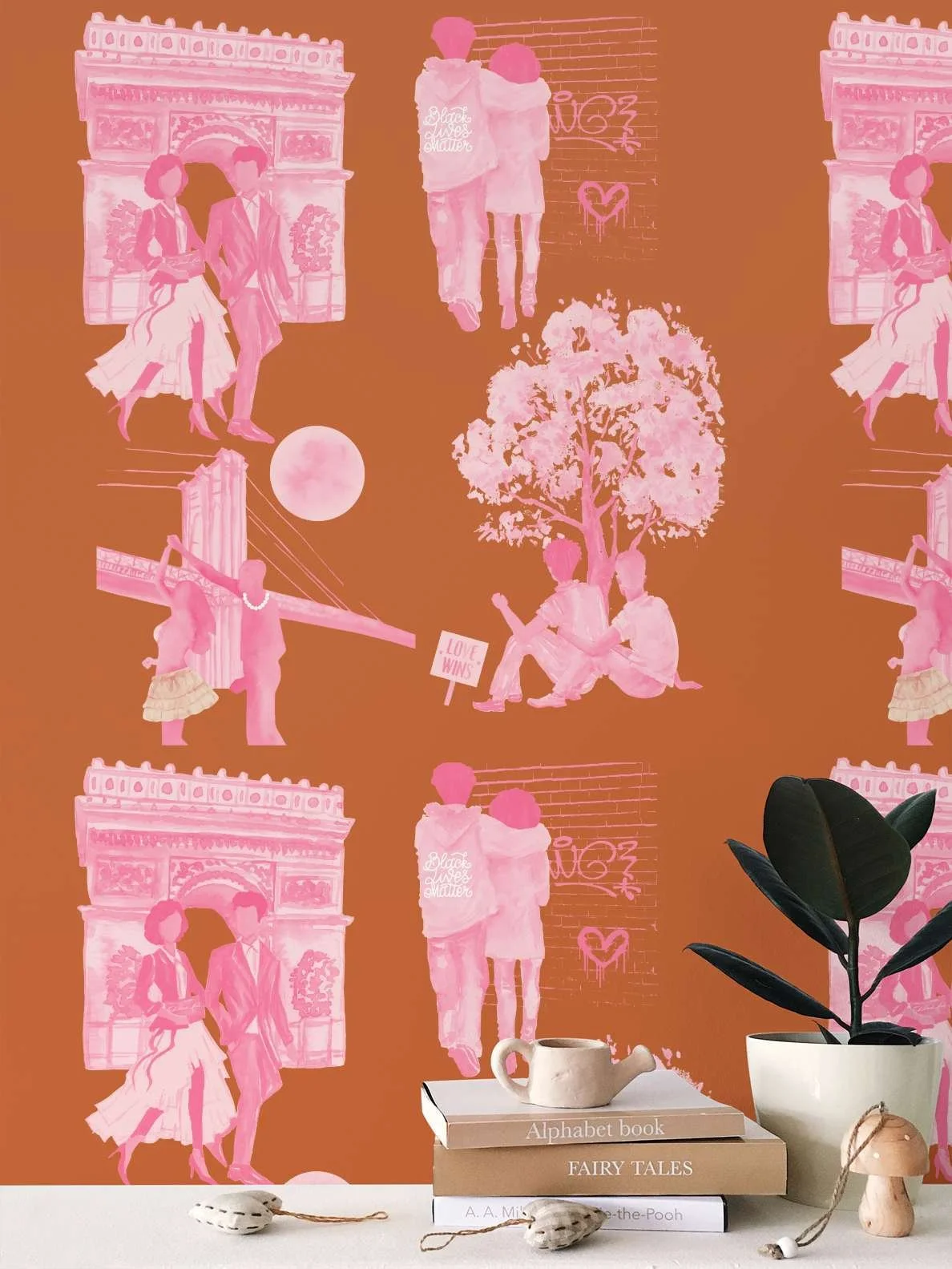 Black Lives Matter Sienna Chinoiserie Wallpaper