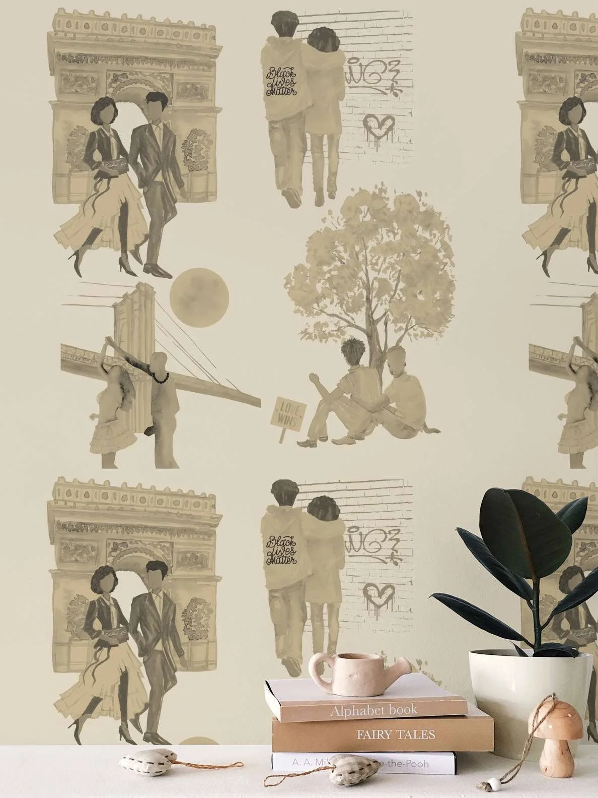 Black Lives Matter Oat Chinoiserie Wallpaper