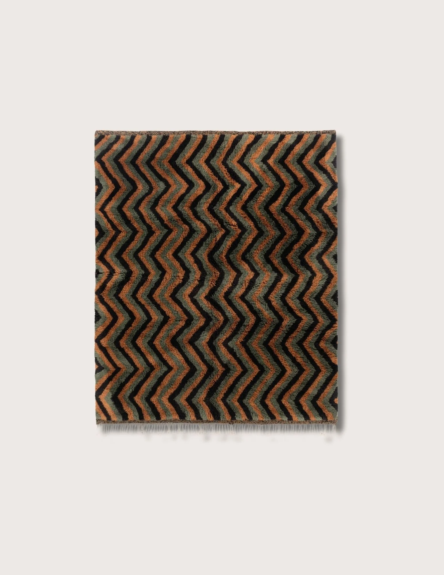 Mountain Peak Brown Chevron Wool Moroccan Rug