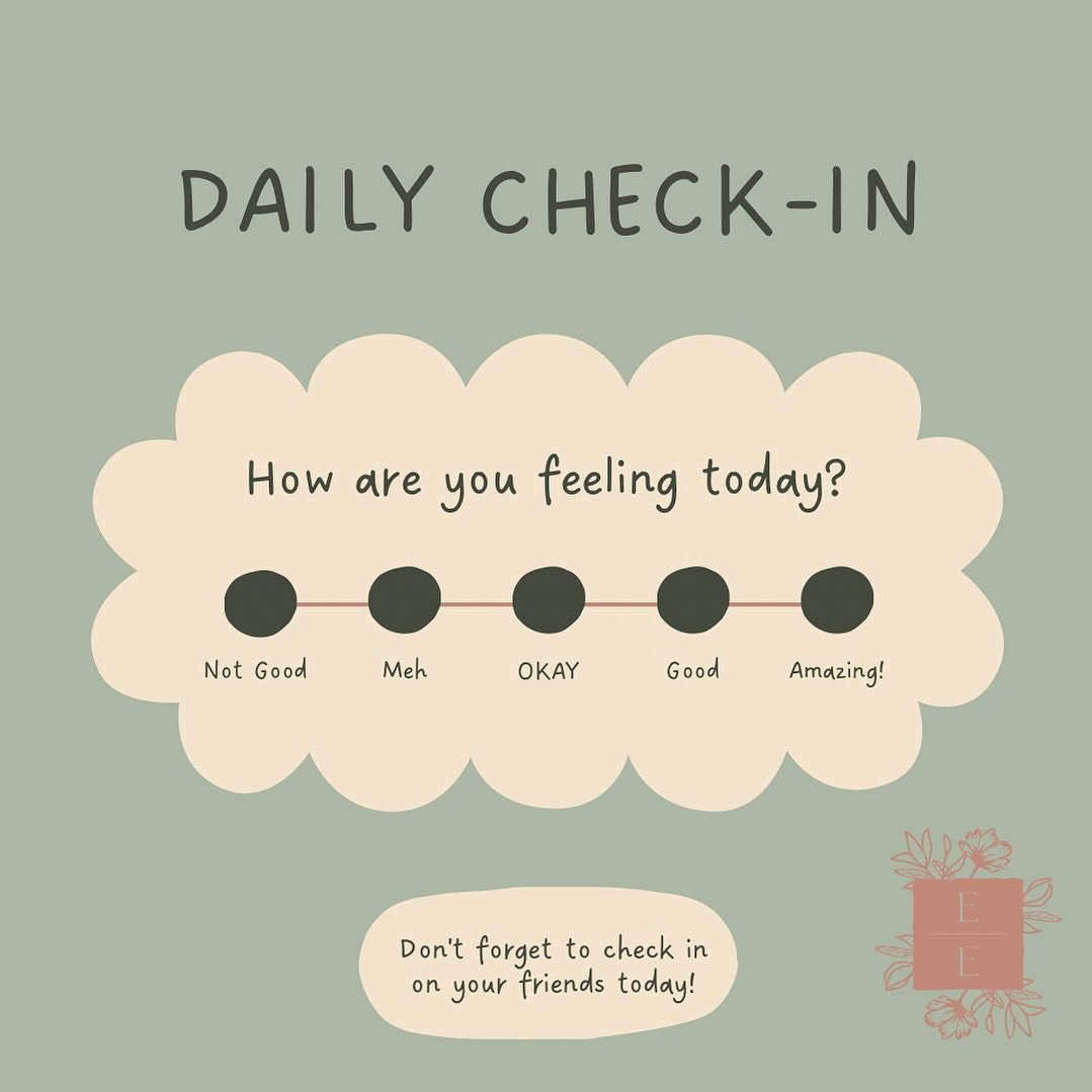 Daily check-ins: the small act with a big impact on mental wellness. 🌟 Taking a moment each day to check in with yourself fosters self-awareness, resilience, and a deeper connection to your emotions. 
.
.
.
💭✨ #MindfulMoments #SelfCareSkills