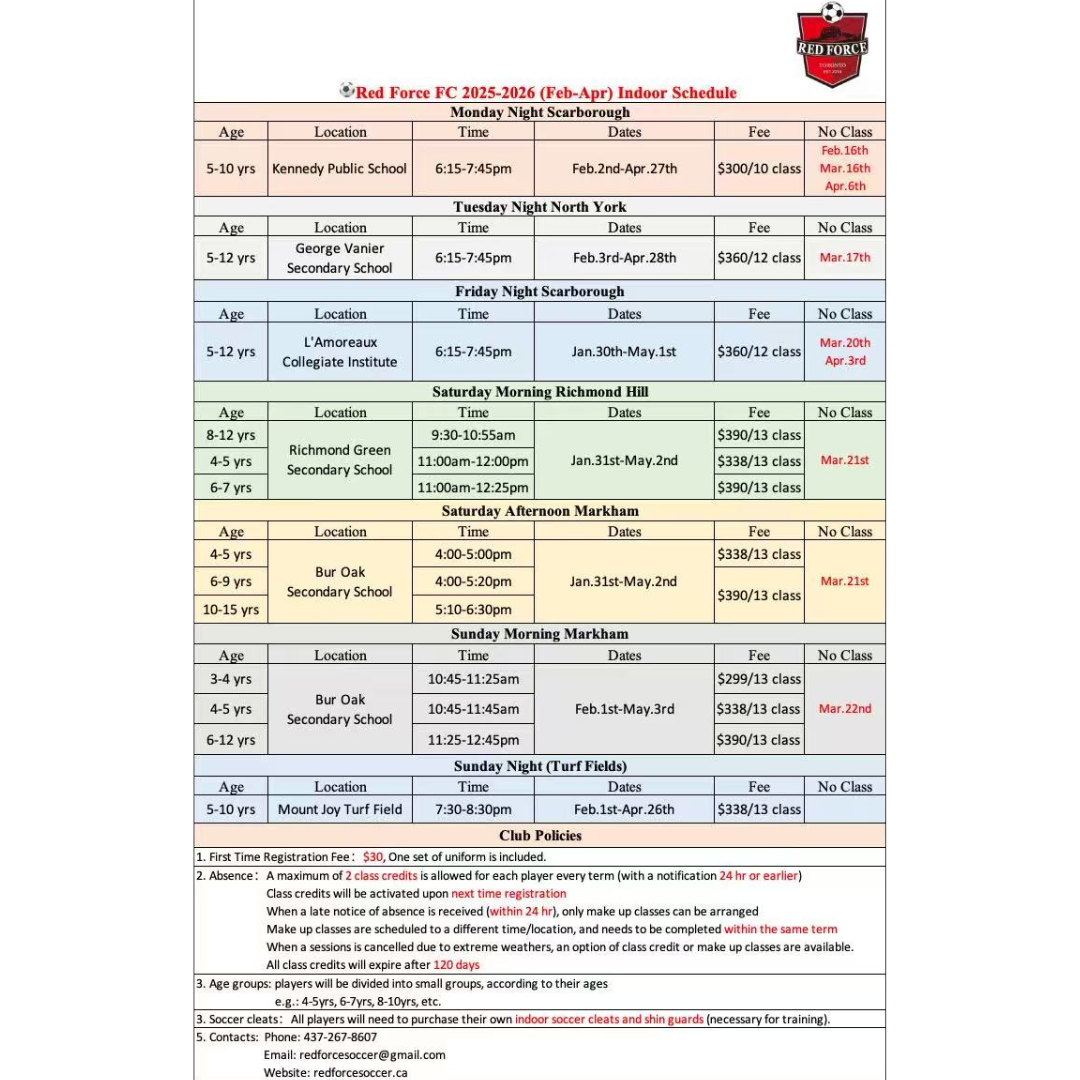 2026 Indoor Soccer Enrolment Credit – $150