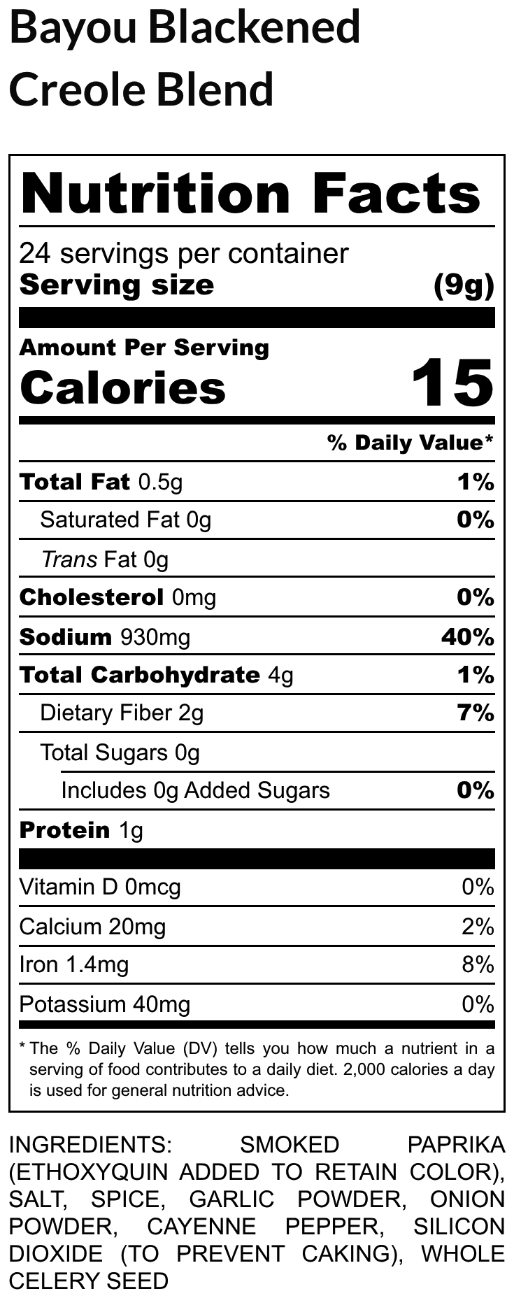 Bayou Blackened Creole Blend - Nutrition Label (Vertical).png