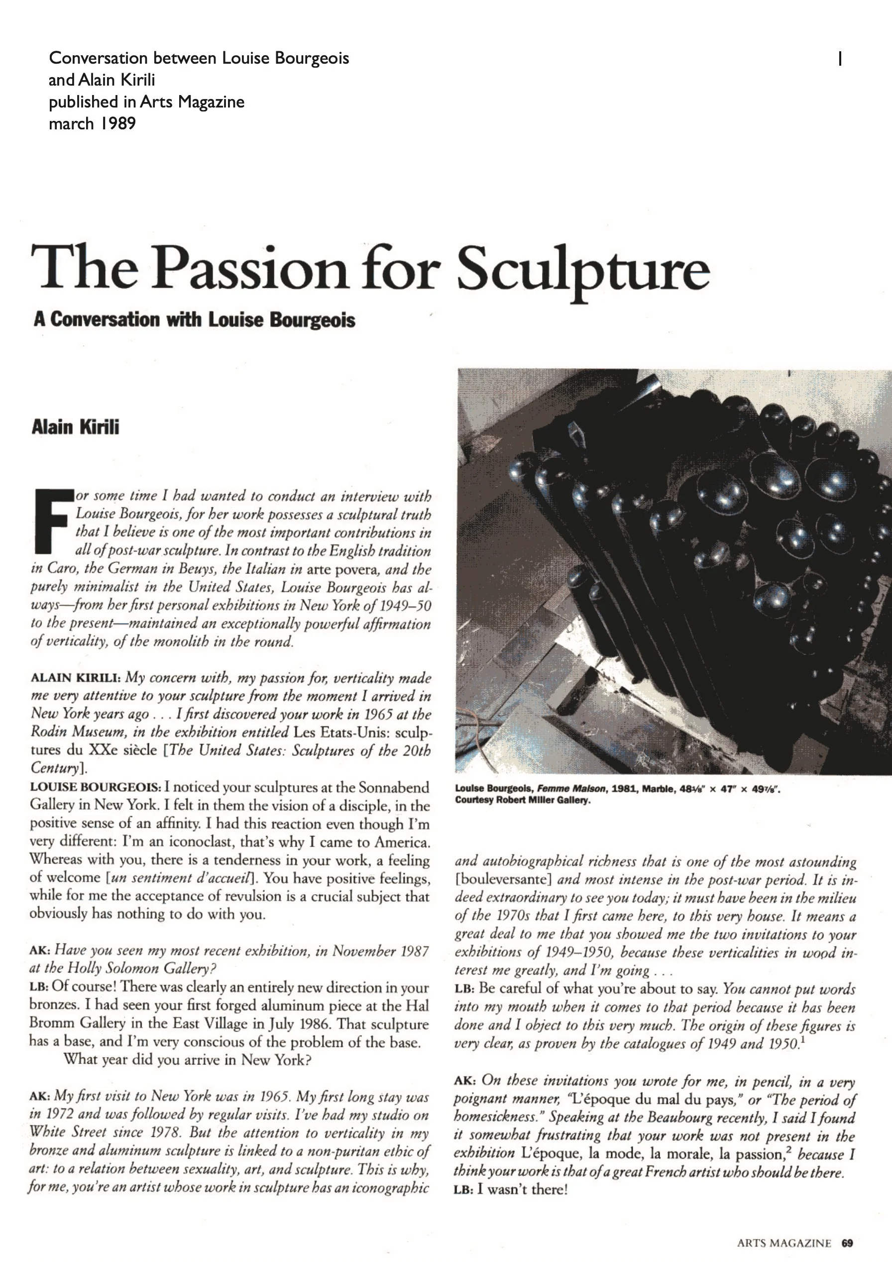 1989_Conversation Ak-Louise Bourgeois (press ARTS MAGAZINE)_E_1.jpg