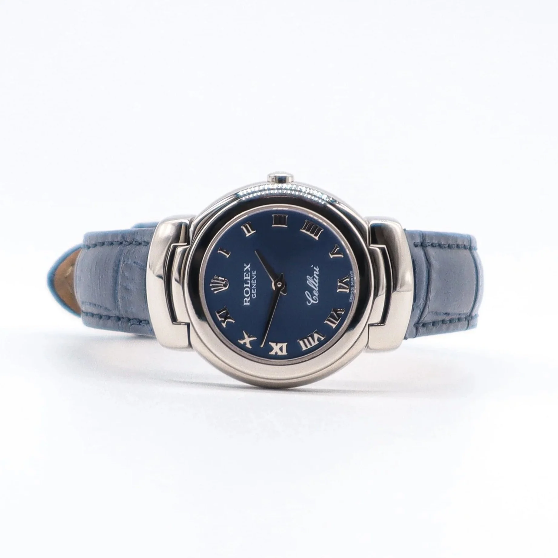 Rolex Cellini Ladies | 26 mm | 18 ct White Gold | Blue dial | Year 1995