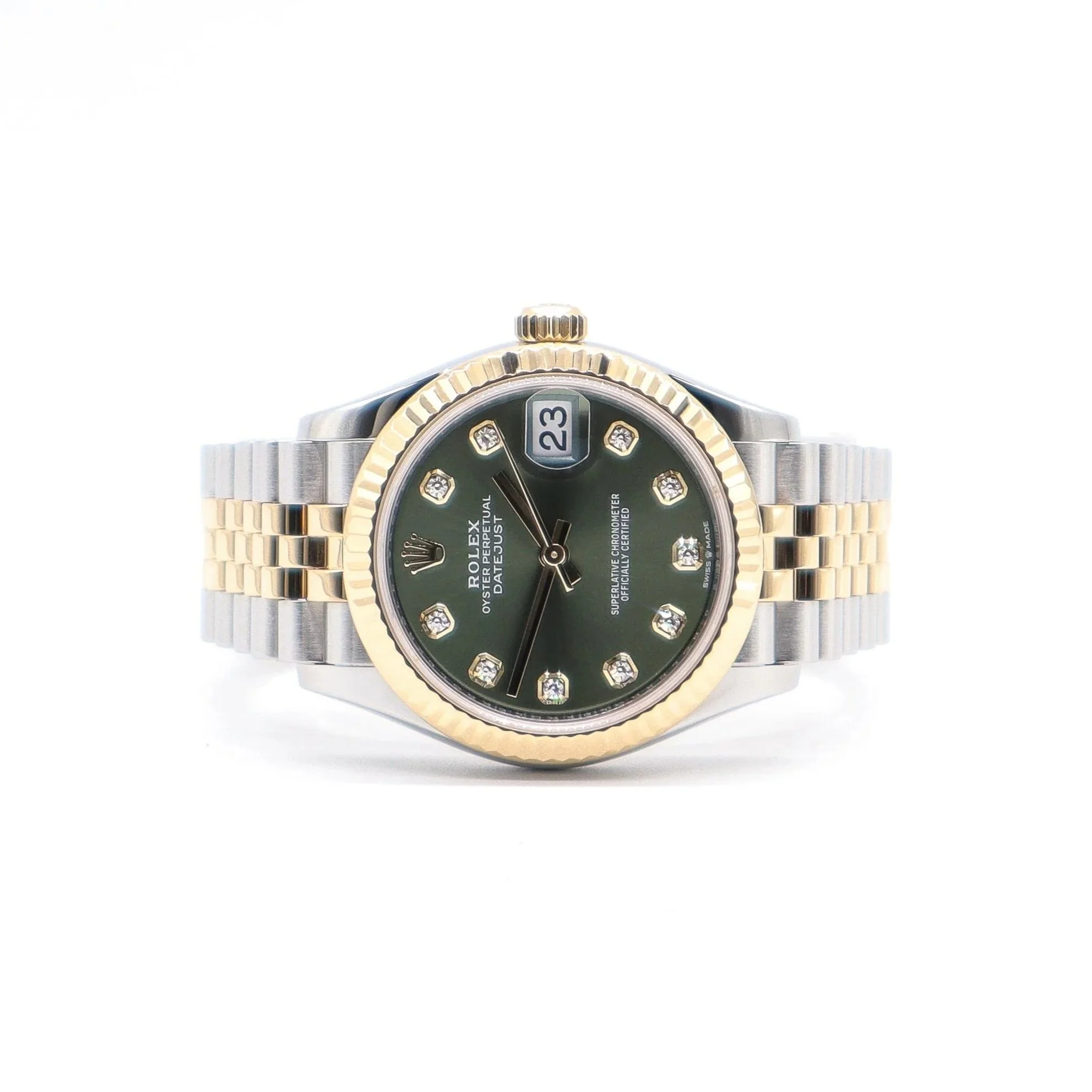 Rolex Datejust 31 | Olive green set with diamonds | Year 2022-05