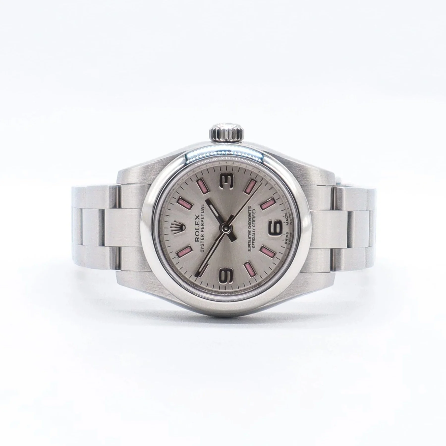 Rolex Oyster Perpetual 26 | Silver dial Pink index  | Year 2015