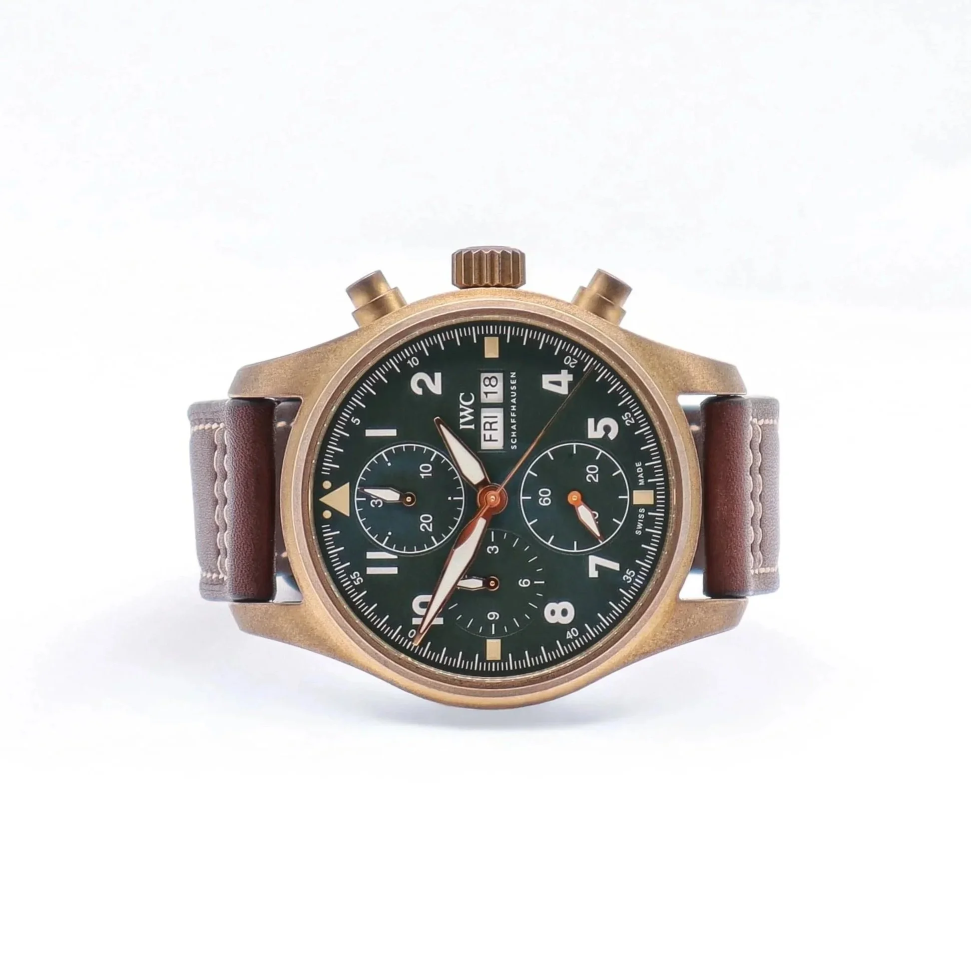 IWC Pilot Spitfire Chronograph | Bronze | Green dial | Year 2023-05 | New & Unworn