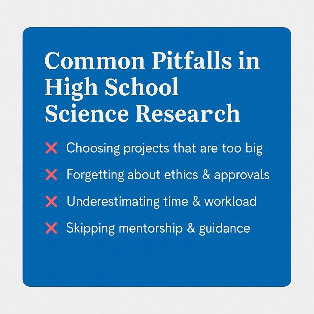 🚨 High School Researchers: Don&rsquo;t Make These Mistakes! 🚨 

Starting an independent science research project is exciting&mdash;but too many students fall into the same traps:

❌ Choosing projects that are too big

❌ Forgetting about ethics &amp
