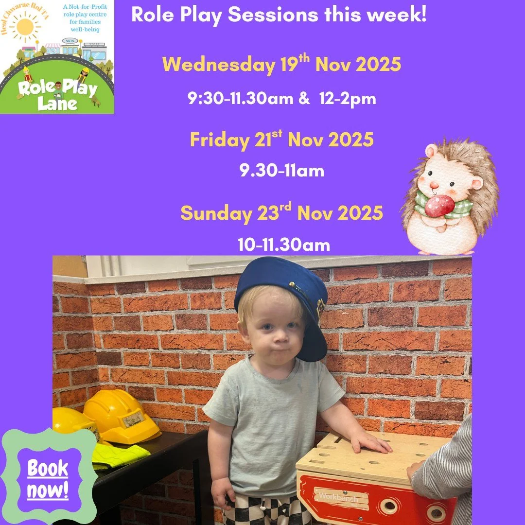 👨🏼&zwj;🔧Role Play Sessions this week! 

🌟Wednesday 19th Nov 2025
9:30-11.30am &amp;  12-2pm

🌟Friday 21st Nov 2025
9.30-11am 

🌟Sunday 23rd Nov 2025
 10-11.30am

💻Book online: www.roleplaylane.uk

 #roleplaylane #imaginativeplay #southwales #l