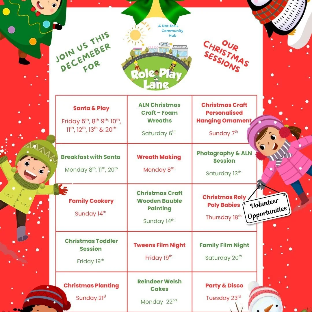 🎅🏻We have lots of amazing sessions this Christmas! (Lots more than we can fit on this post!) 

Many are funded so have lots of options for different budgets - take a look at our booking page for more details! 

#roleplaylane #Christmas2025 #Santa #
