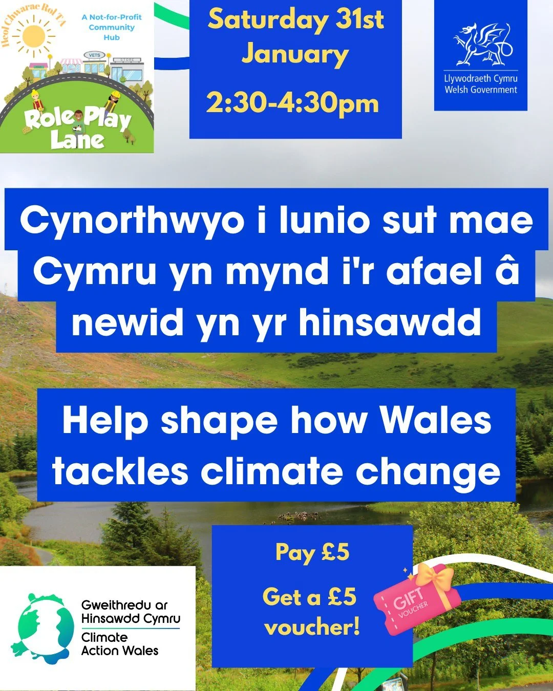 🏡 Funded Family Play &amp; Community Voices: Homes &amp; Climate

Come along to play, chat and share your ideas on how homes in Wales can be warmer, greener and more sustainable 🌍

💚 Pay &pound;5, receive a &pound;5 voucher back = FREE session
🎨 