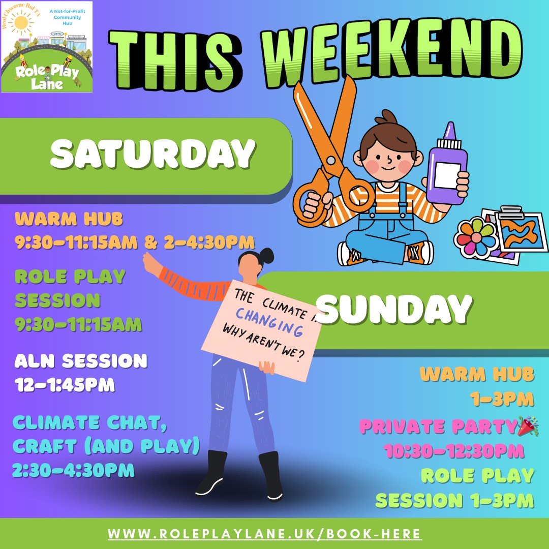 Join us to play - and even help the plant🌍 - this weekend at Role Play Lane🥰

#roleplaylane #climateconversations #aln #playcentre #notforprofit