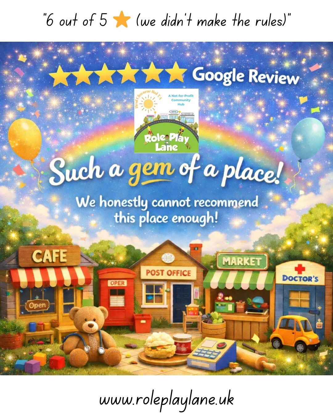 ⭐️⭐️⭐️⭐️⭐️⭐️ Apparently 5 stars wasn&rsquo;t enough&hellip;

&ldquo;Such a gem of a place! I ask my toddler &lsquo;what do you want to do today?&rsquo;&hellip; and the answer is often Role Play Lane.

All of the little sections are well thought out a
