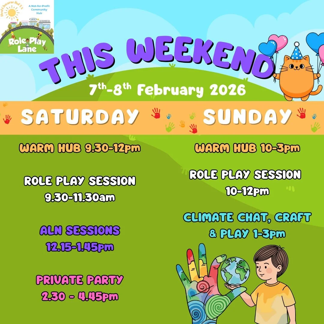 🌈 This weekend at Role Play Lane&hellip; we&rsquo;re open, warm, and ready to play!

Join us this Saturday &amp; Sunday (7&ndash;8 Feb) for a mix of role play fun, supportive ALN sessions, our welcoming Warm Hub, or a relaxed climate chat, craft &am